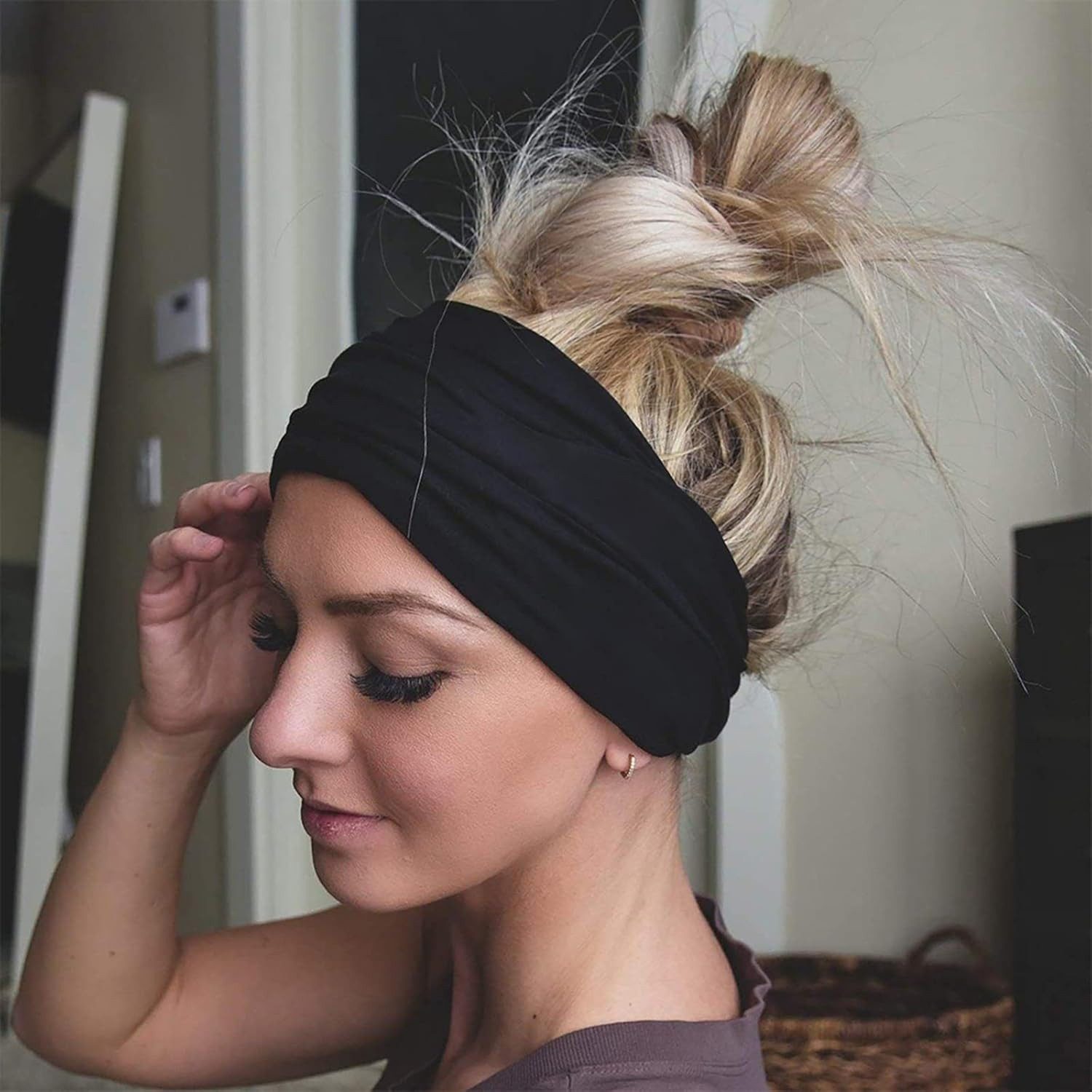Zaewry Stirnband Damen Sport, 4 Pack Haarband Haarbänder Damen Herren (4-St) Antirutsch Stirnbänder Elastisch Headband Unisex Hair Band