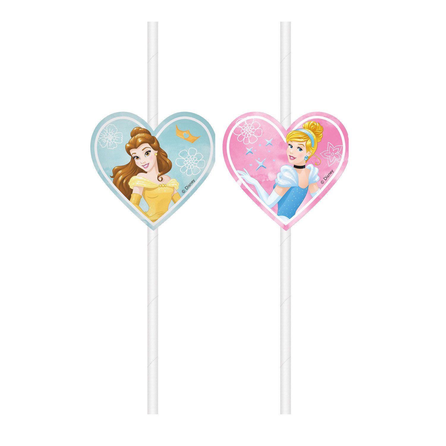 Procos Geschirr-Set Trinkhalme Disney Prinzessin, 4 Stück FSC, Papier