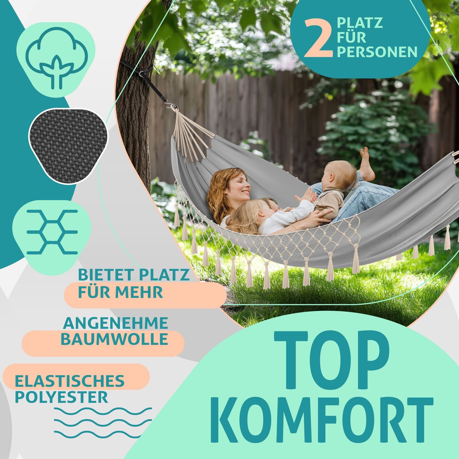 KESSER Hängematte, Hängematte 320 x 150 cm max. Belastbarkeit 300kg