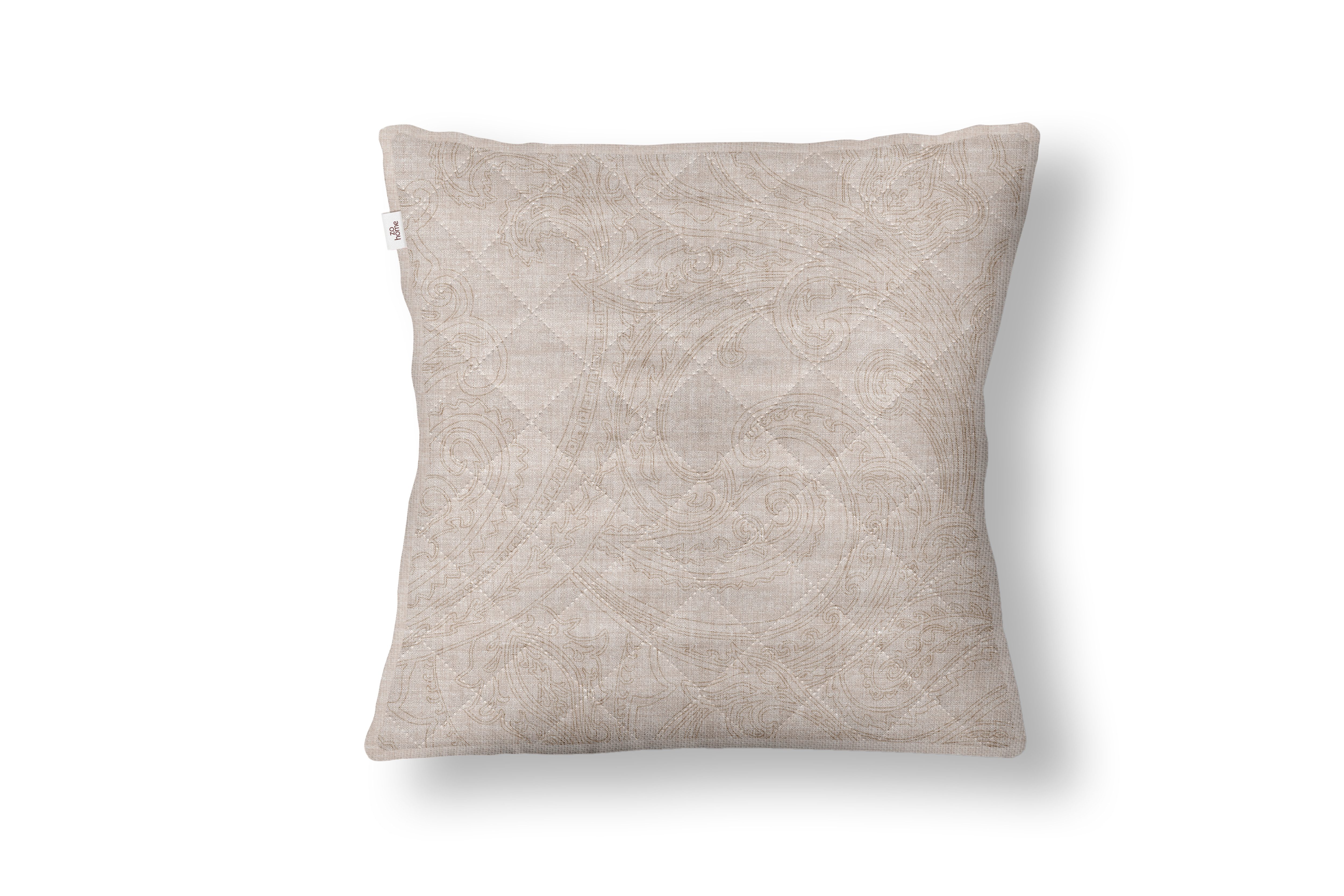 ZO HOME Bettüberwurf Paisley di Lino Kissenbezug 50x50 Sandy Beige Dekokissen 50x50 Sandy-, Dekokissen Kissen Sofakissen