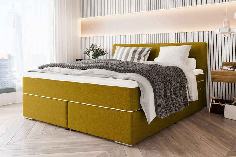 Stylefy Boxspringbett Phönix (Schlafzimmerbett, Bett), 140/160/180/200 x 200 cm, mit Taschenfederkernmatratze und Topper