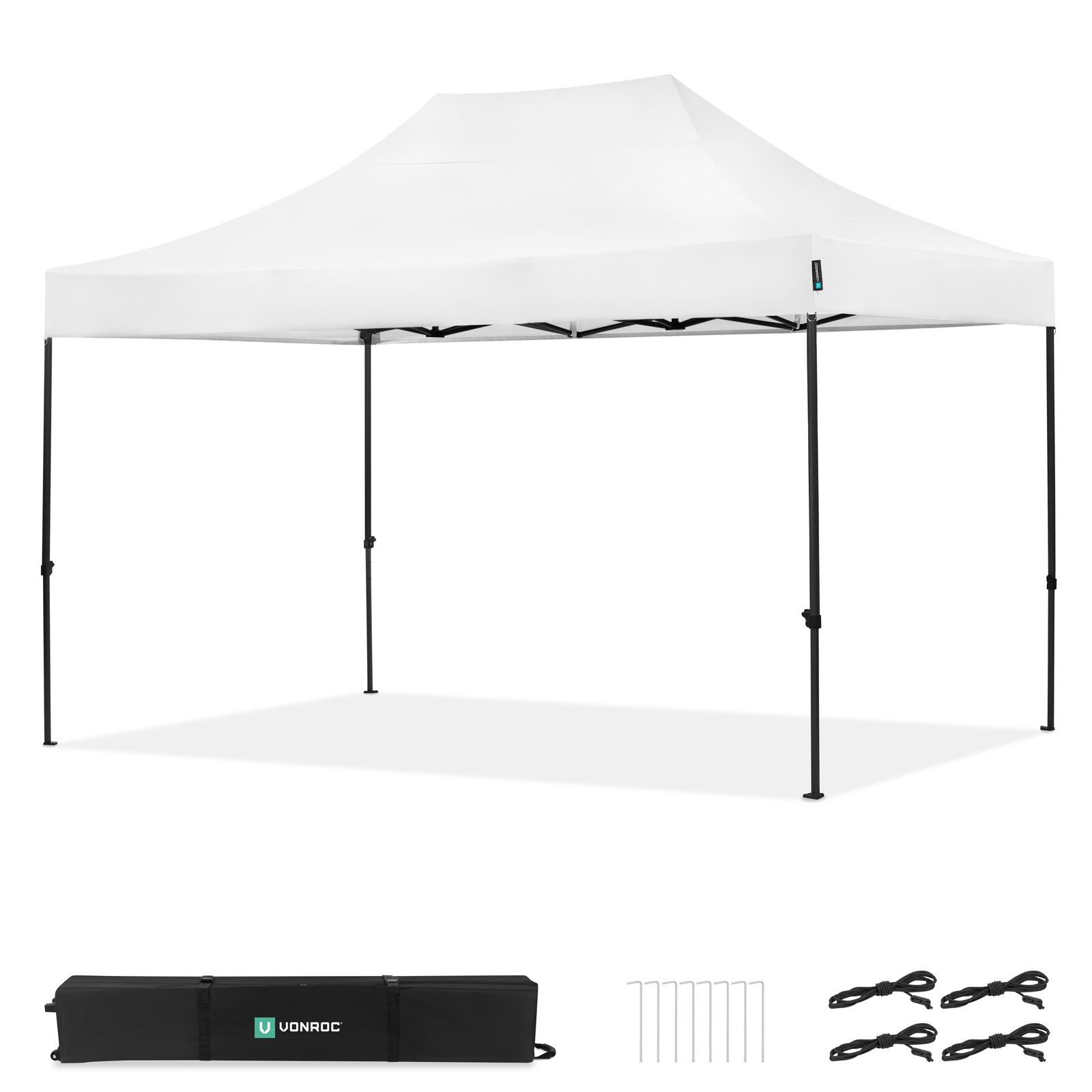 VONROC Pavillon Pavillon wasserdicht stabil - Partyzelt EasyUp System - Faltpavillon, mit 0 Seitenteilen, 3x4,5 m - Gartenpavillon, UV50+, inkl. Tragetasche