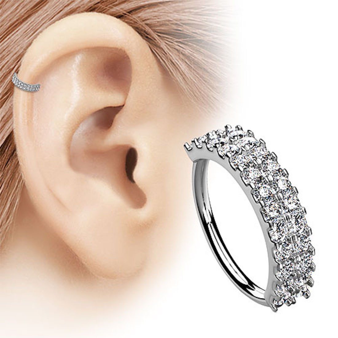 Nasenpiercing Piercing Biegbar filigrane Creole mit Kristall