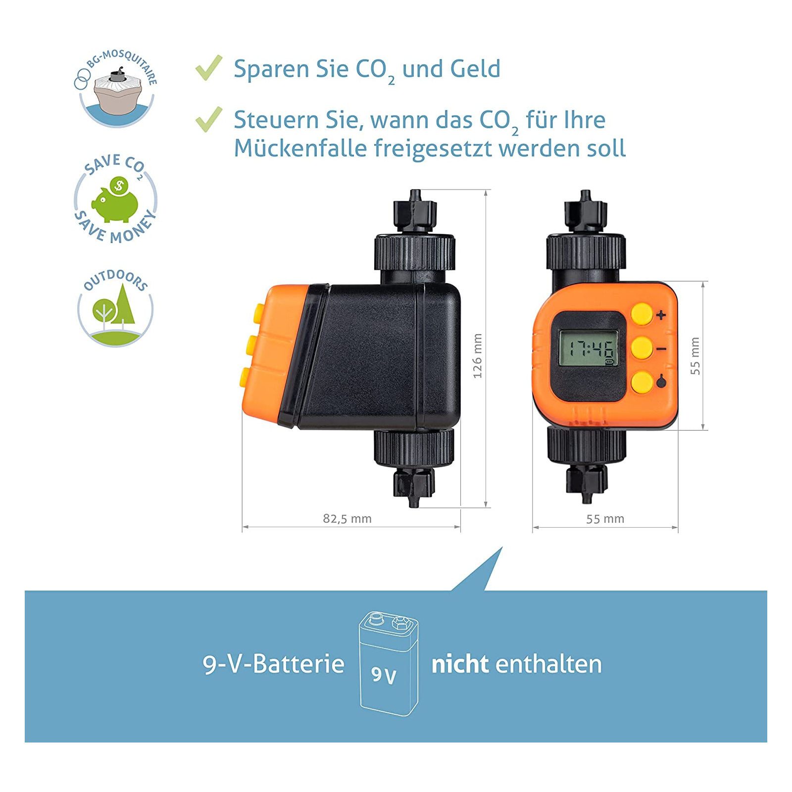 Biogents AG Ultraschall-Tierabwehr BG-CO2 Timer, Zeitschaltuhr für elektrische Mückenfalle