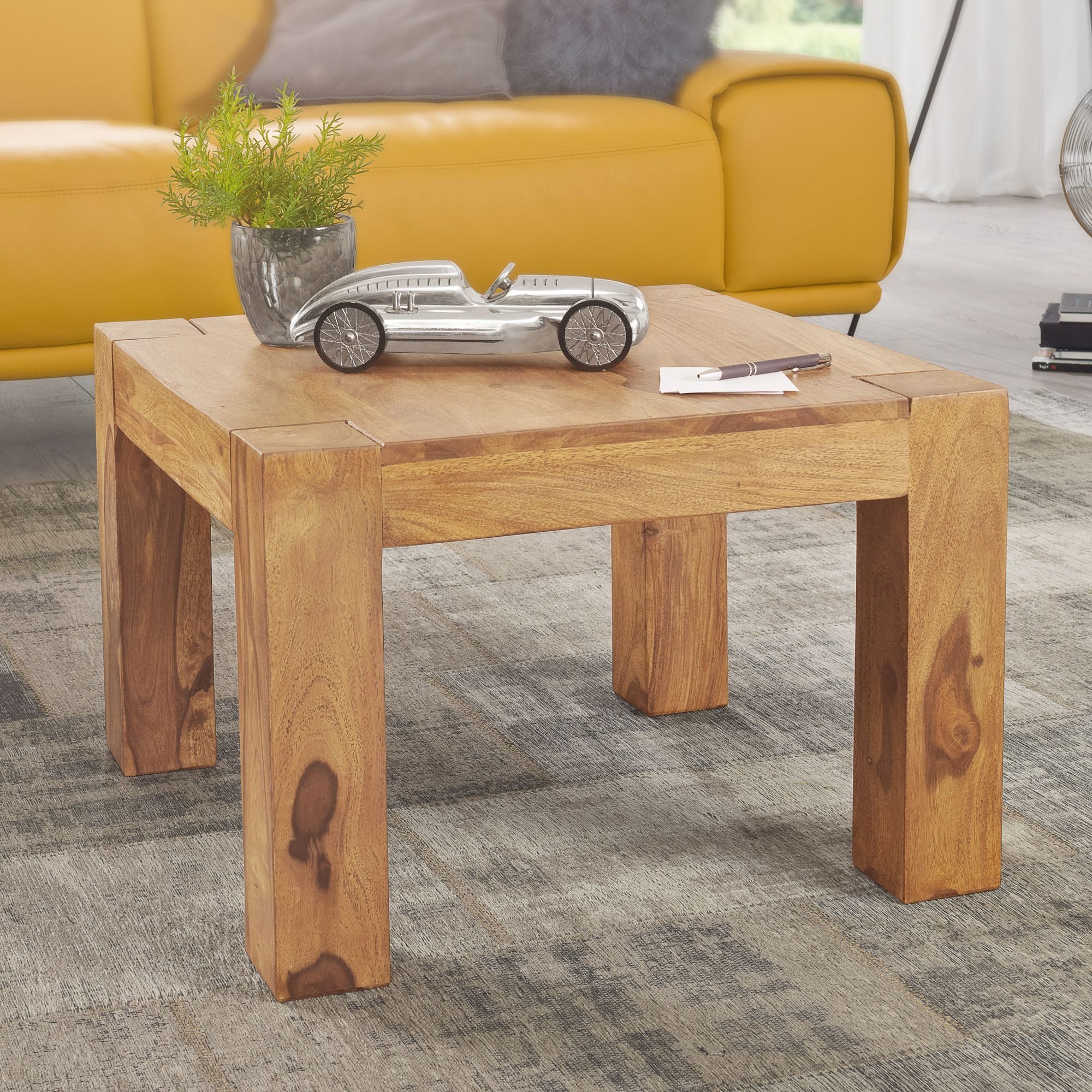 FINEBUY Couchtisch SuVa2391_1 Massiver 60 cm Holz Tisch Massiv Wohnzimmerti günstig online kaufen