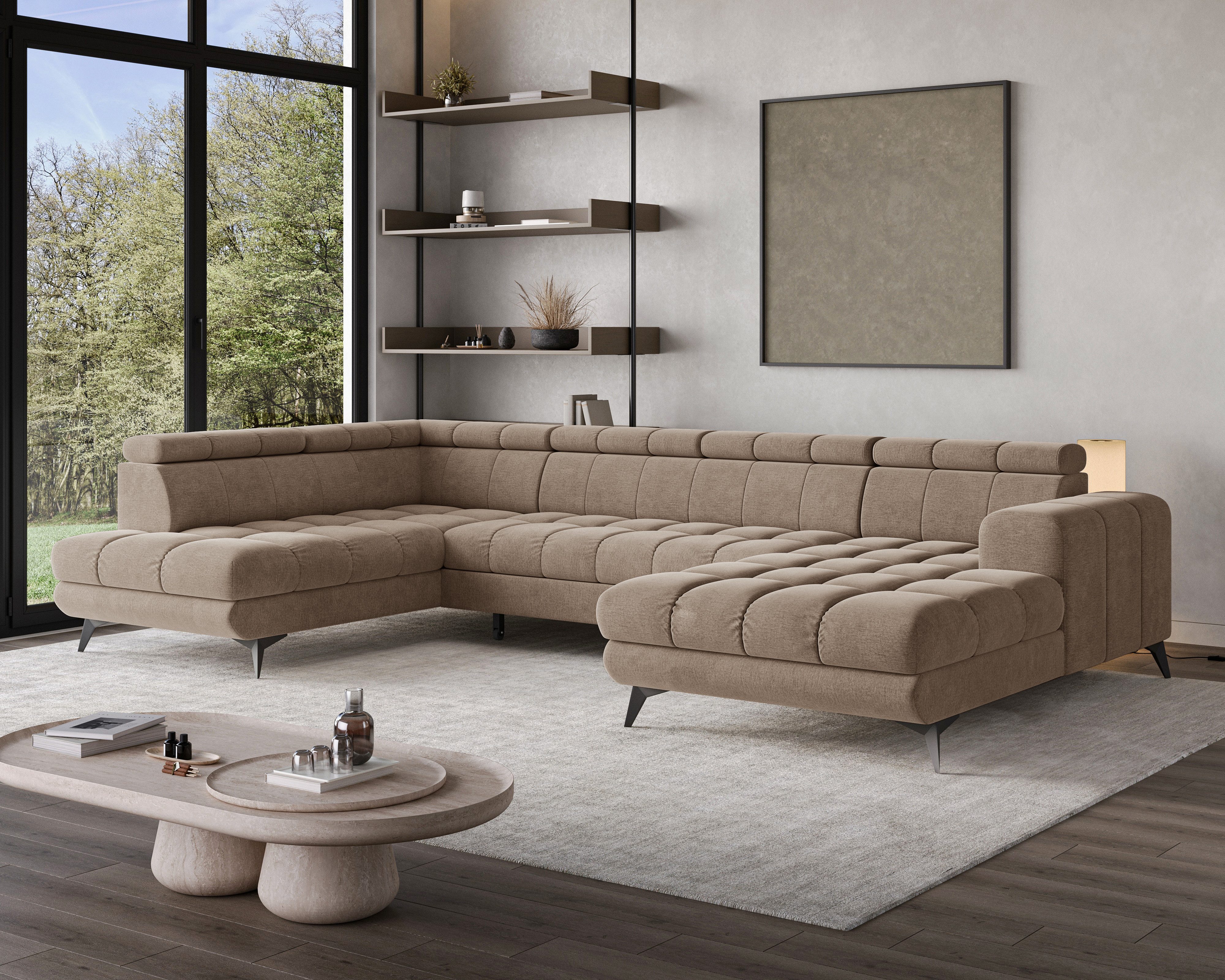 Chilly Möbel Ecksofa U-Form – Großzügig & Einladend, 339×74 cm, Rechts, Monolith 09