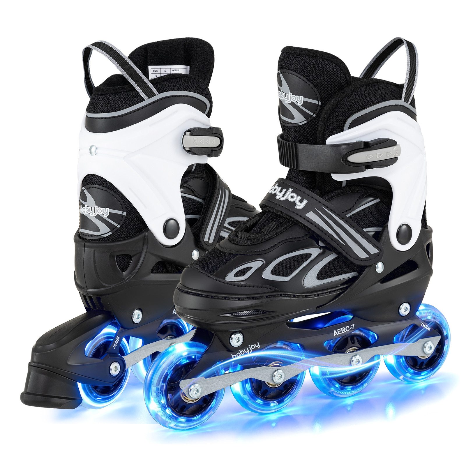 COSTWAY Rollschuhe, Einstellbare Inlineskates für Kinder, mit leuchtenden Rädern