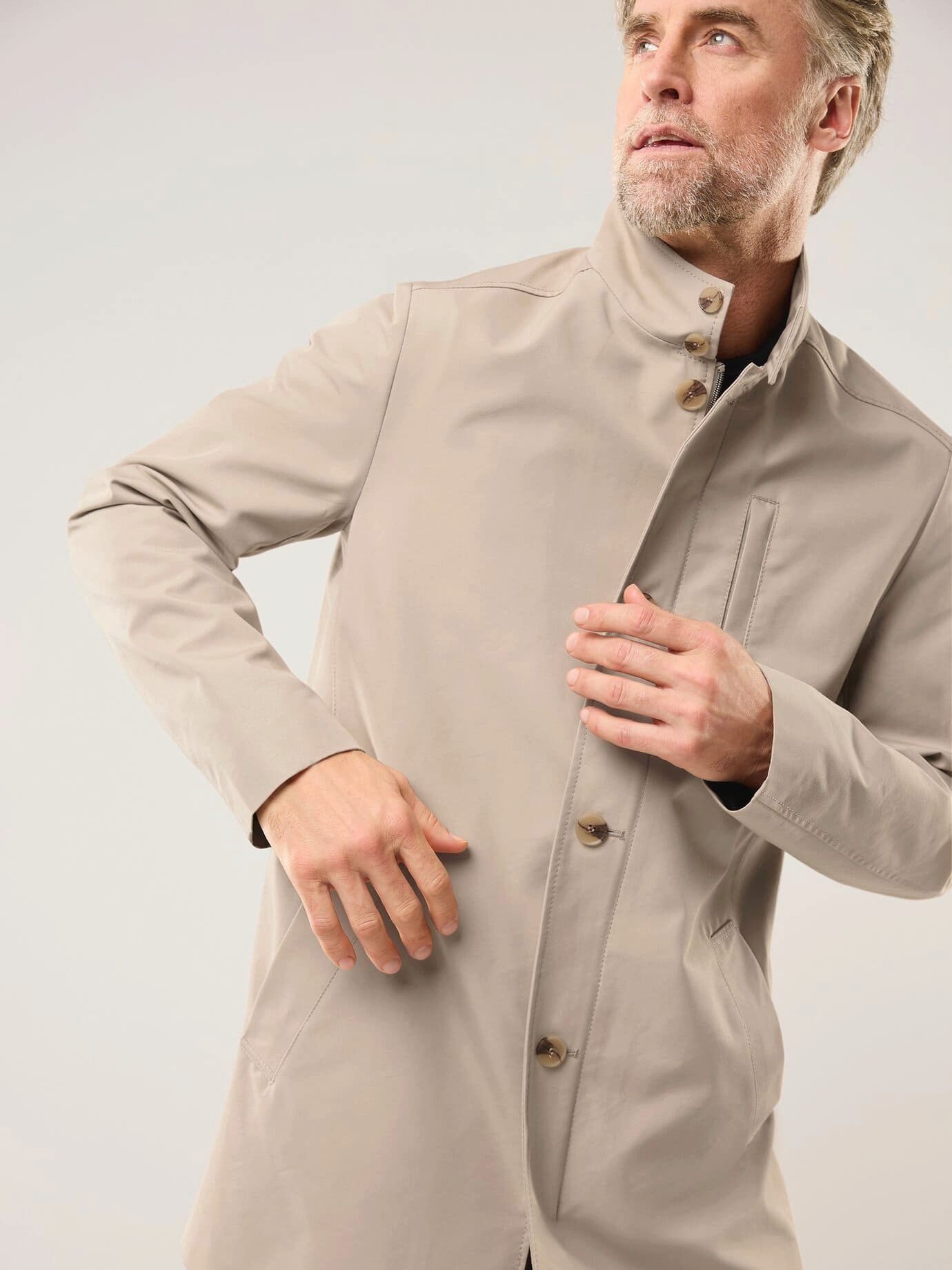 Walbusch Trenchcoat Herren Übergangsmantel Stehkragen, Stehkragen