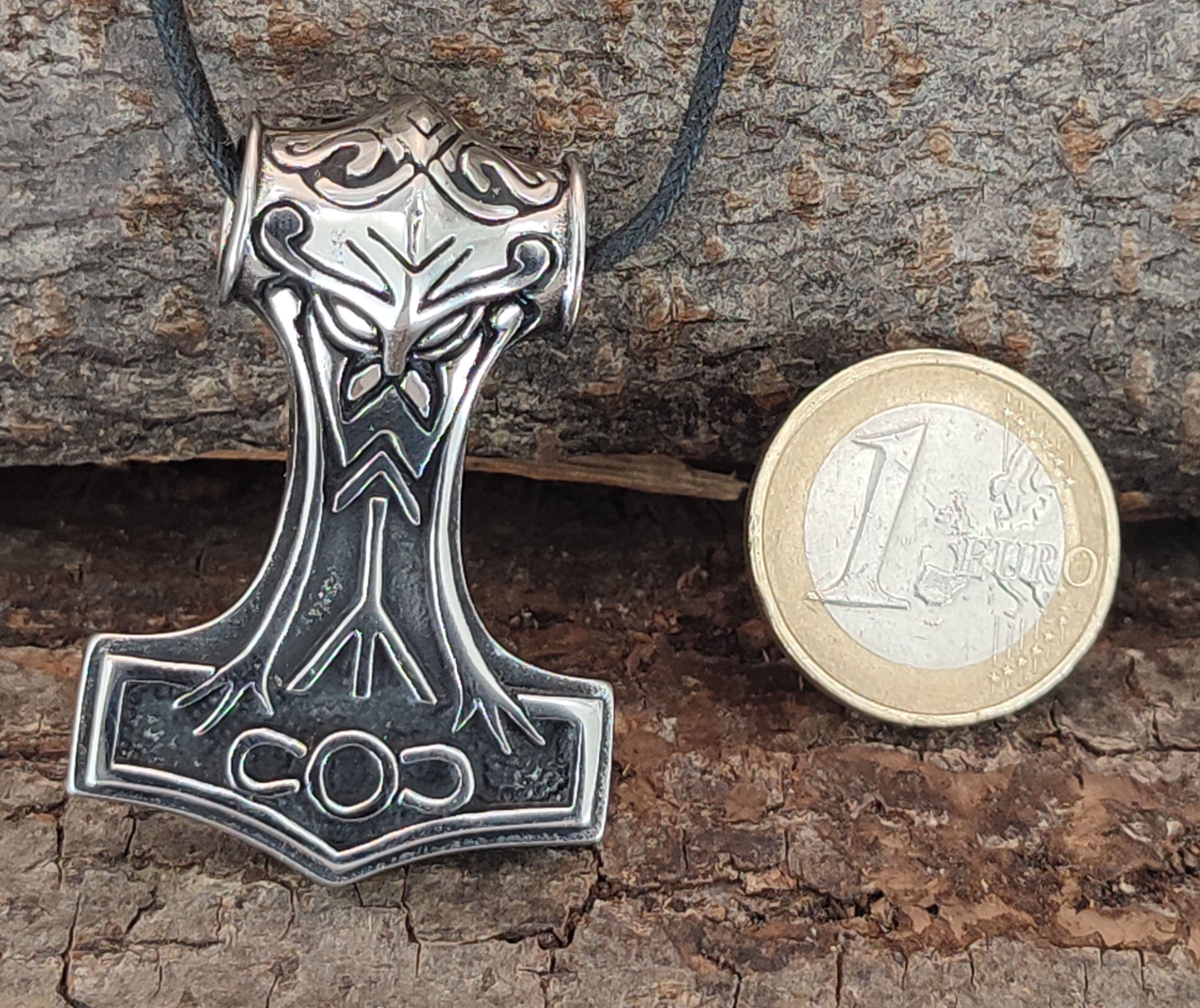 of horshammer Hammer Thorhammer Kiss Thor Leather Kettenanhänger Edelstahl Mjölnir Anhänger