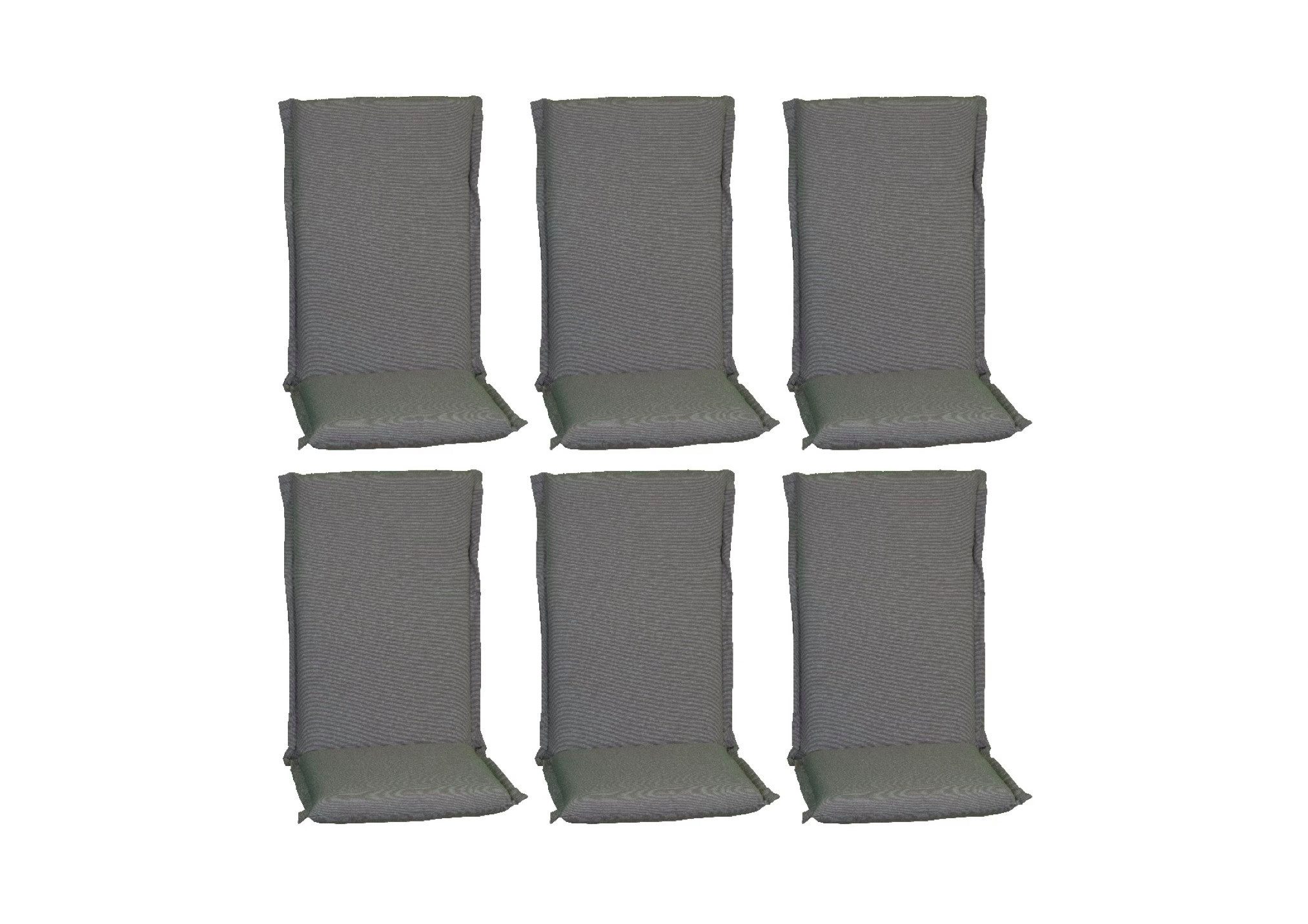 beo Hochlehnerauflage Gartenstuhlauflage Hochlehner mit Reißverschluss, Sitzkissen, (Spar-Set, 6 Auflagen), Stuhlkissen, Sitzauflage, atmungsaktiv, pflegeleicht, strapazierfähig