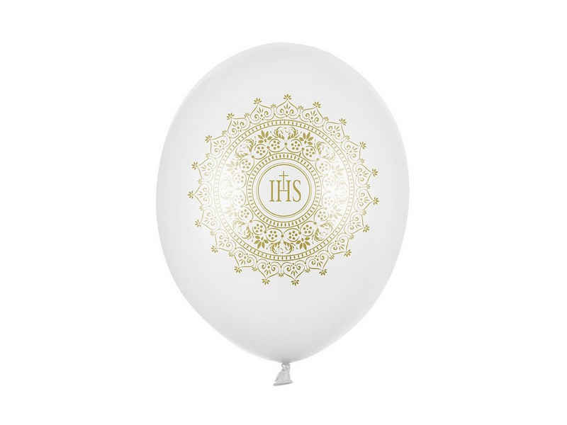partydeco Luftballon, Luftballons IHS 30cm weiß gold 6er Set