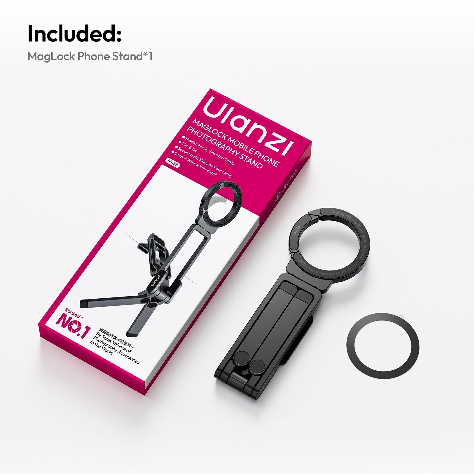 ULANZI Handy-Halterung Ulanzi MA38 5-in-1 MagLock Faltbarer Handyhalter für Phone