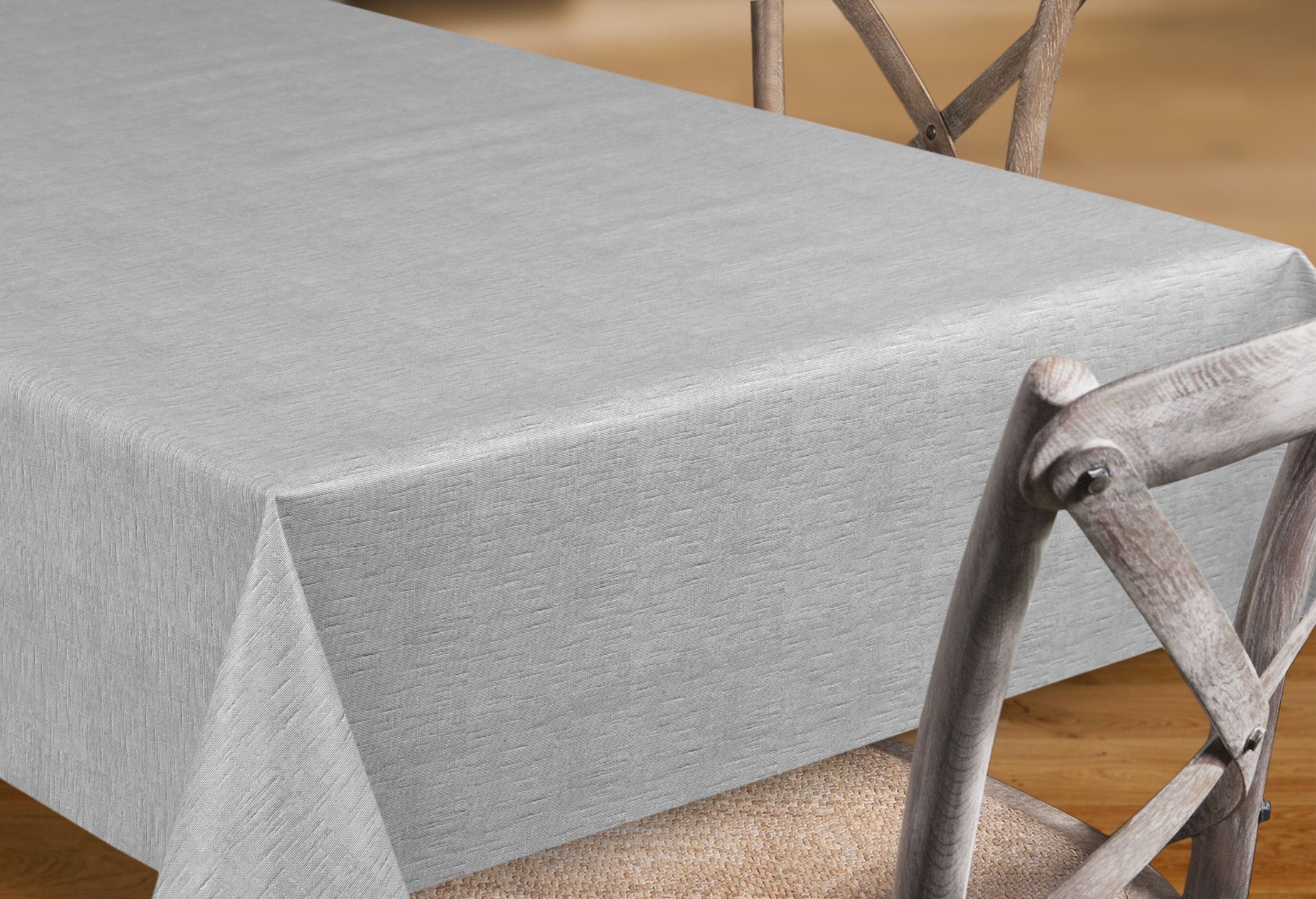 Beautex Tischdecke Wachstuchtischdecke, Leinen grau, abwischbar Wachstuch Garten (1-tlg), Wasserundurchlässiger Tischschutz mit versiegelter Oberfläche