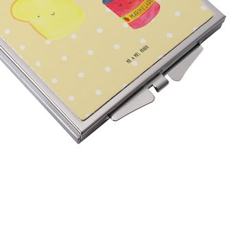Mr. & Mrs. Panda Kosmetikspiegel Toast Marmelade - Gelb Pastell - Geschenk, silber, Tiere, Quadrat, Kü (1-St), Fröhlich & praktisch