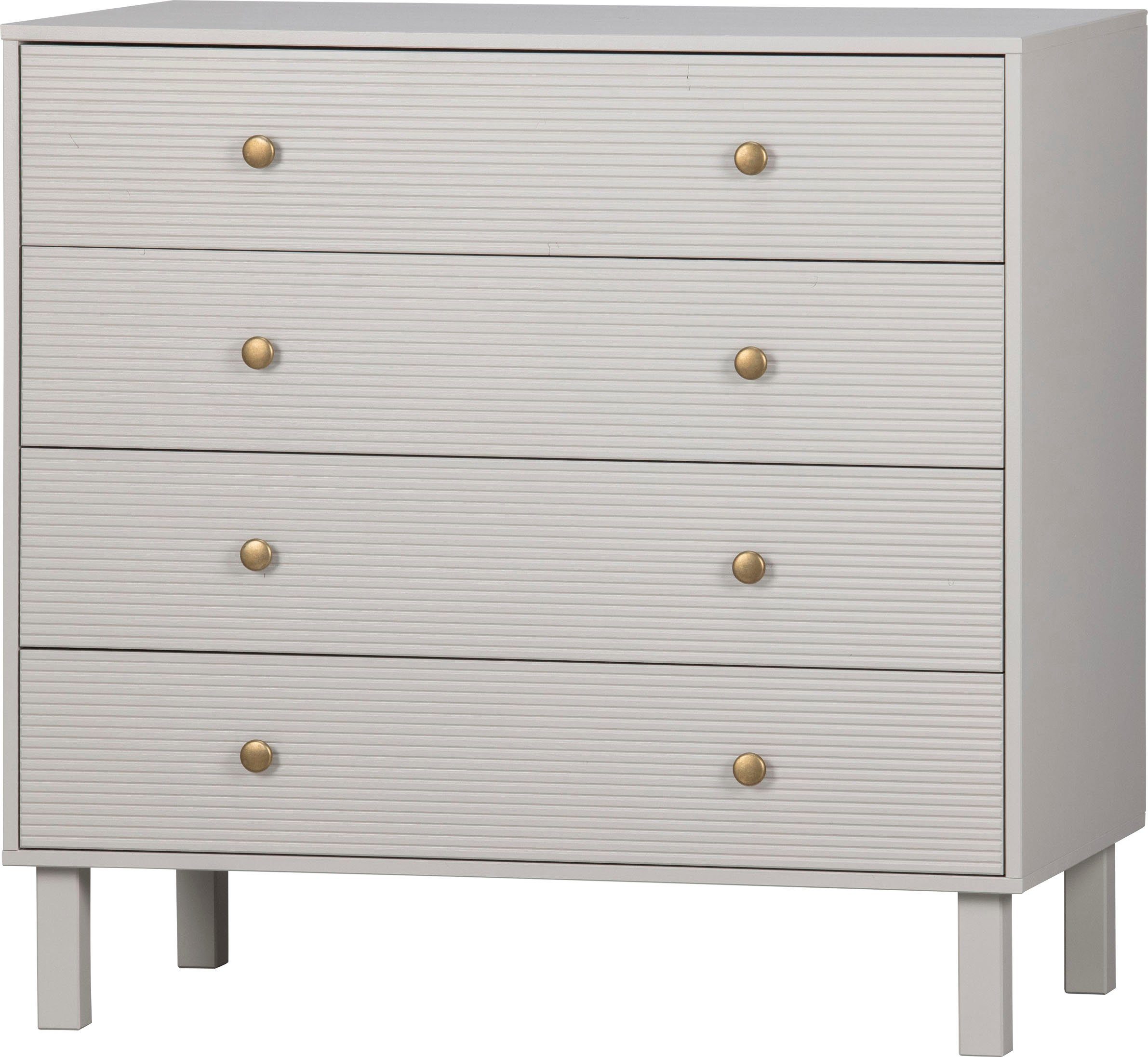 WOOOD Sideboard Madu Kiefernholz mit Metallknöpfen H 91 x B 94 x T 52 cm, Tragkraft 10 kg pro Schublade, Schutzlackierte Kiefernholzoberfläche