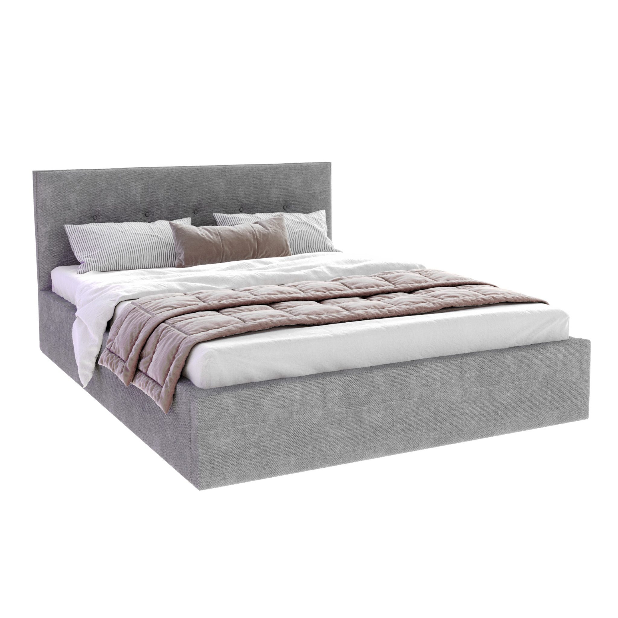 FDM Polsterbett BOHO Bettgestell 90x200, 120x200, 140x200, 160x200, 180x200cm (Polsterbett modern mit Bettkasten MADE IN EU - mit hochwertigem Ottawa Bezug, verfügbar 90x200 120x200 140x200 160x200 180x200cm, Bettrahmen, Bett, mit großen gepolsterten Kopfteil, mit Bettkasten zum aufklappen, Hebbarer Metallrahmen, Bettkasten, ohne Matratze), Hebbarer Metallrahmen, Bettkasten, ohne Matratze