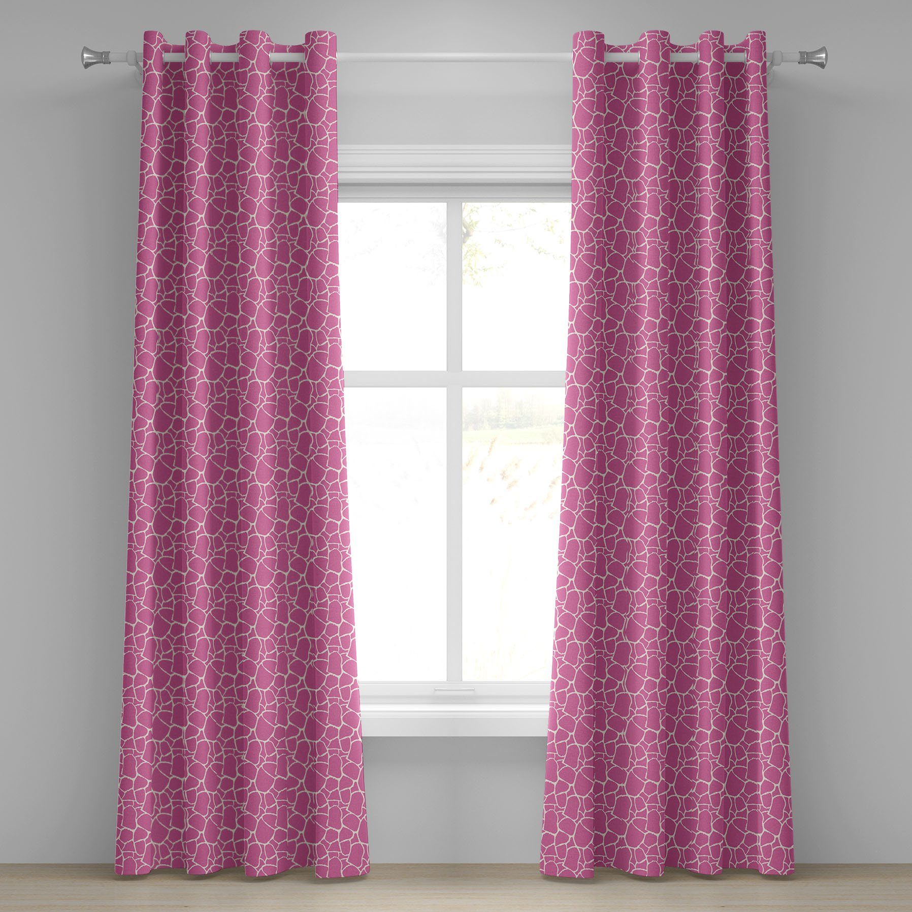 Gardine Dekorative 2-Panel-Fenstervorhänge für Schlafzimmer Wohnzimmer, Abakuhaus, Hot Pink Zusammenfassung Giraffe Haut