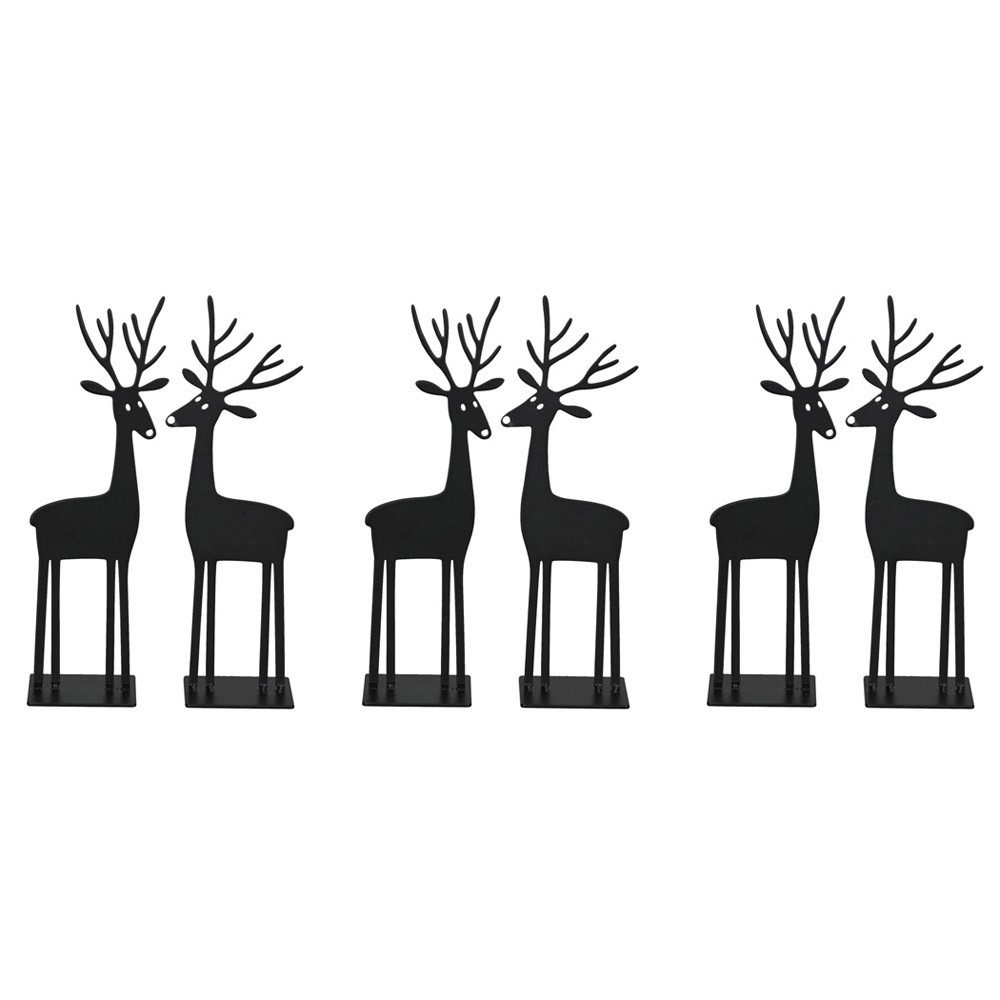 Dekoobjekt 6tlg. Hirsch ERIK schwarz aus Metall Hirschfigur H18,5cm Deko Weihnach