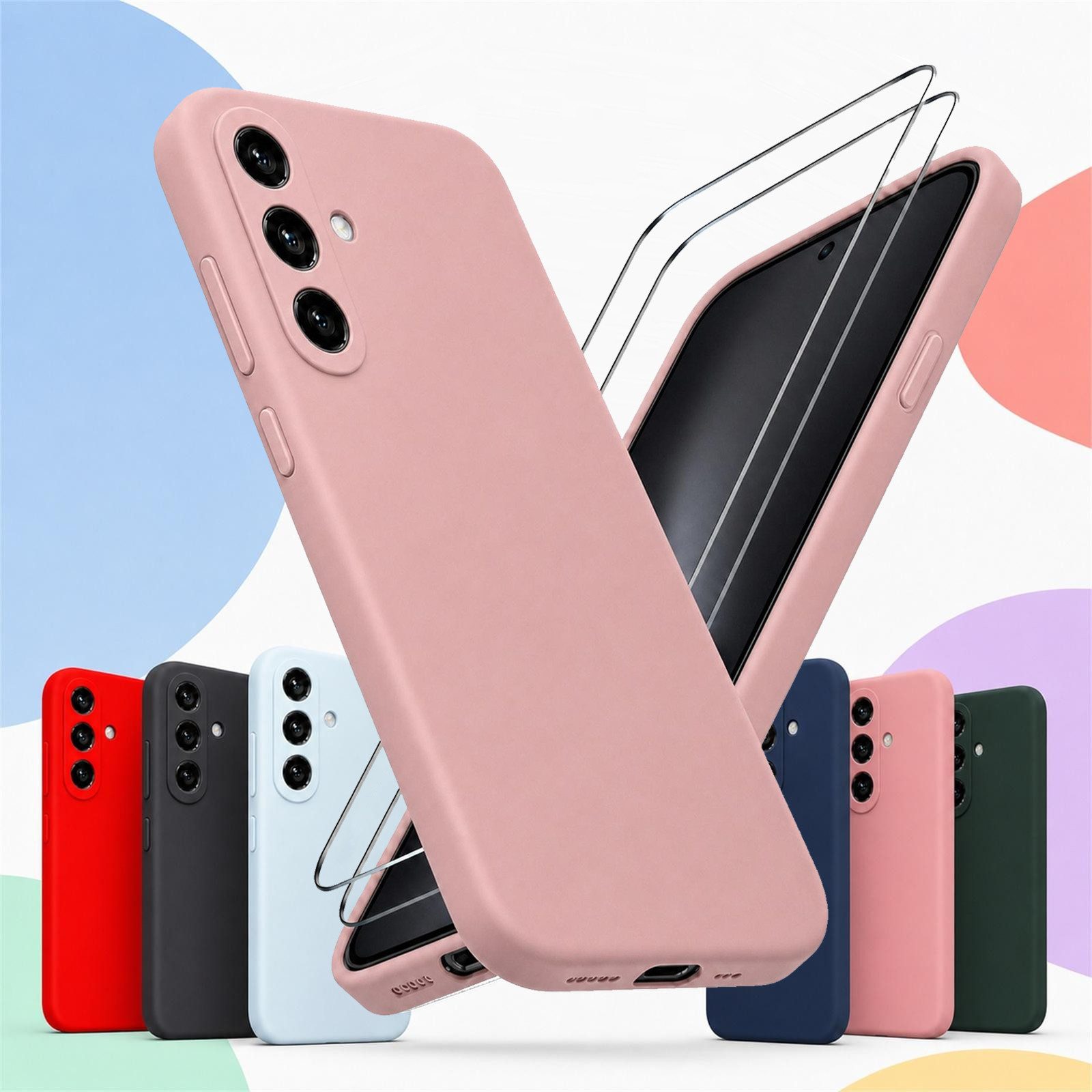 CoolGadget Handyhülle Silikon Pro Schutzhülle inkl. 2x Glas Display Schutzfolie, weiches Innenfutter Cover für Samsung Galaxy S23 Schutz Tasche