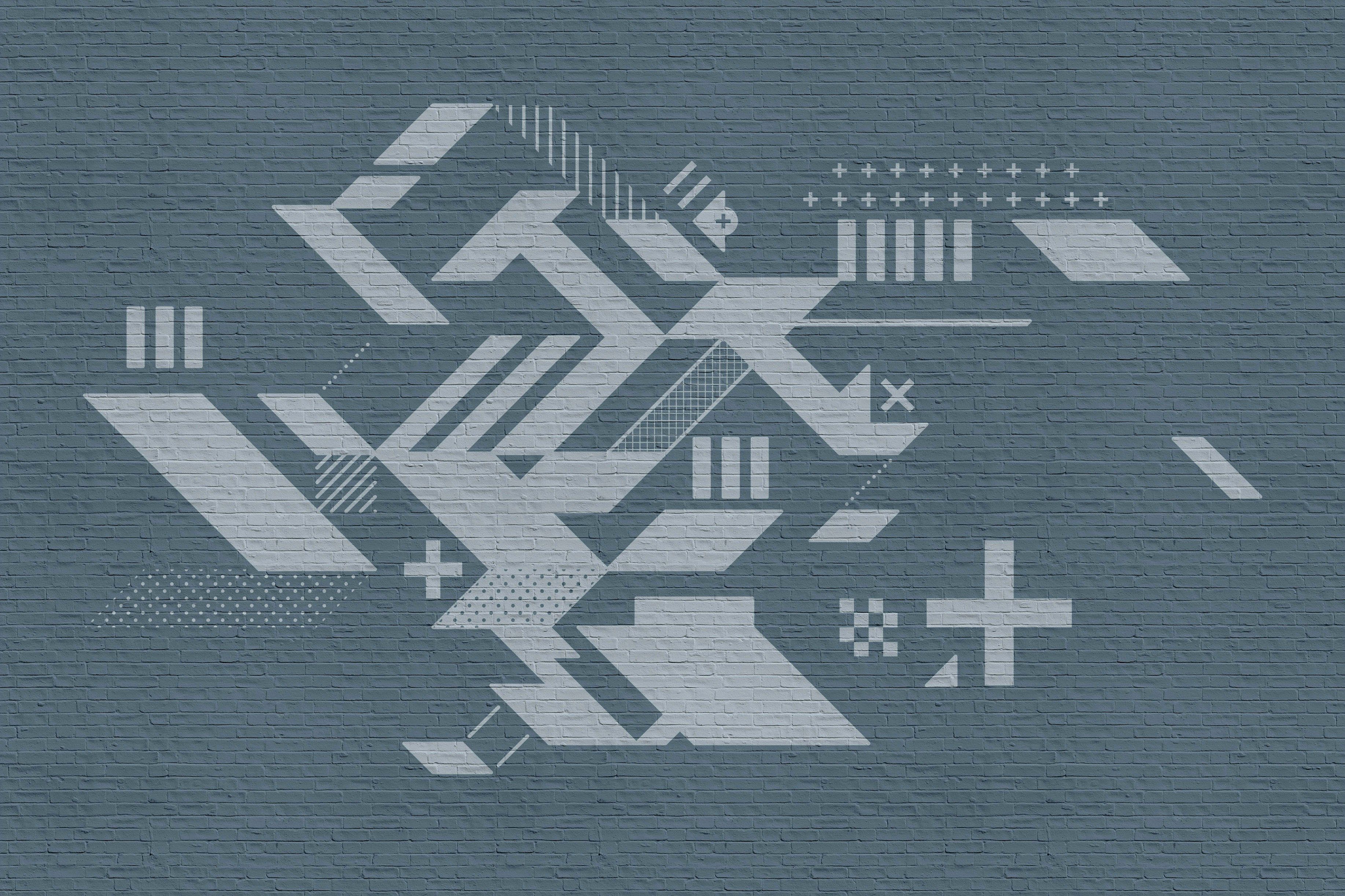 A.S. St), Bild Geometrisch grau brick, blau, Leinwandbild Steinoptik Création Keilrahmen brick Grafisch by (1 Abstrakt