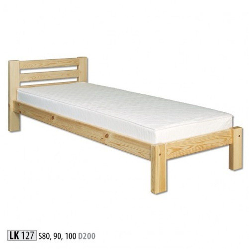 JVmoebel Holzbett, Bett Einzelbett Kieferbett Holzbett 100x200 Bettgestell Holz Neu