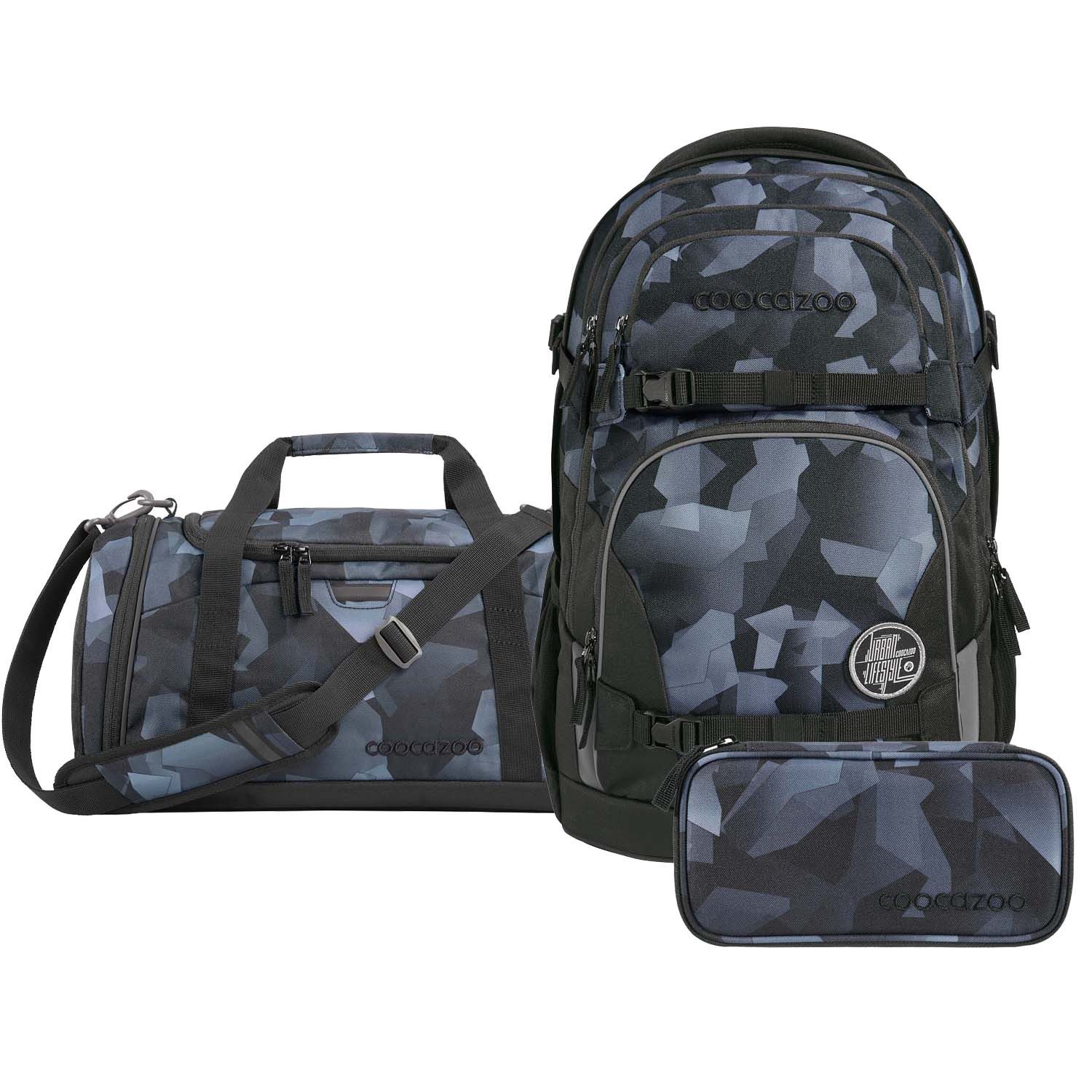 coocazoo Schulrucksack Porter (3tlg., inkl. Schlamperbox und Sporttasche)