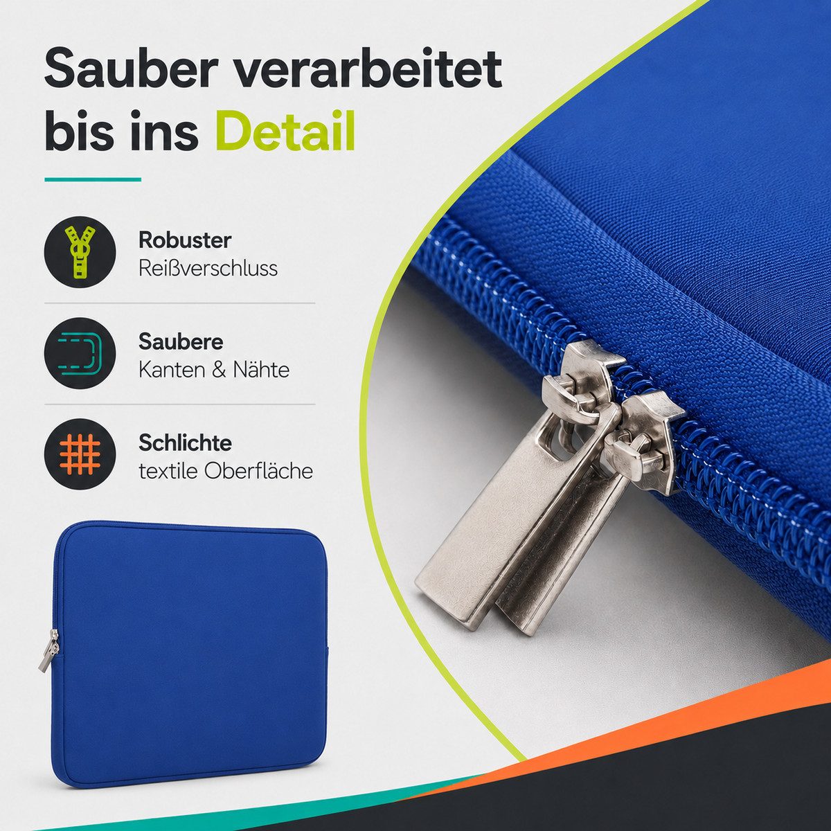 König Design Laptoptasche Universal Notebooktasche 15 Zoll Sleeve Tasche Hülle Laptop Case Cover, weiches Innenfutter zum Schutz vor Kratzern – Bild 4 von 5