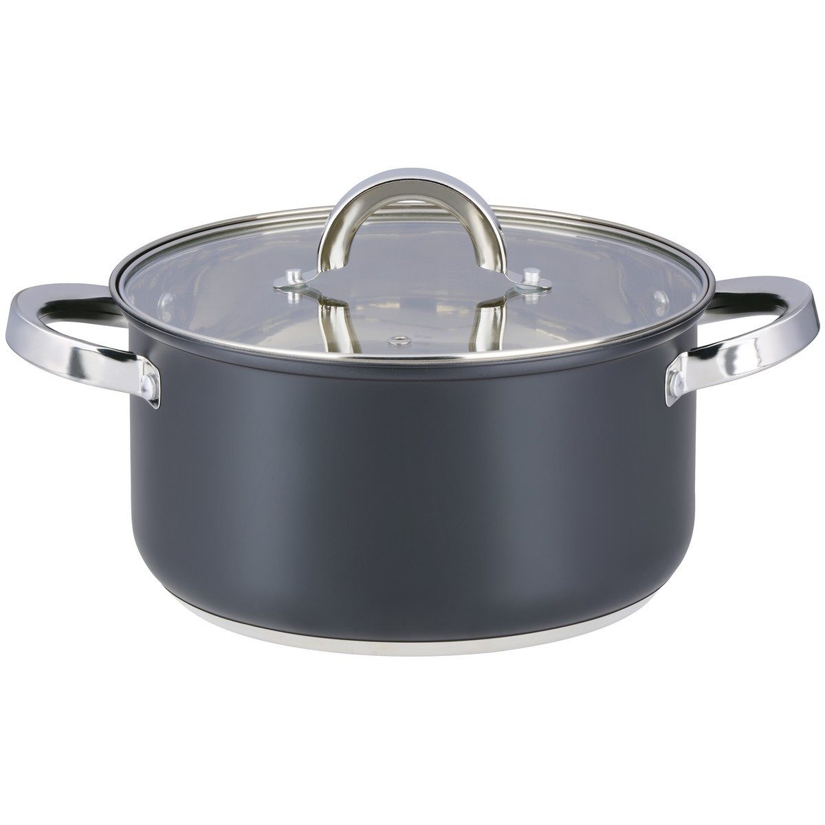 Alpina Grillpfanne alpina Kochtopf 4,7L mit Glasdeckel - Edelstahlpfanne