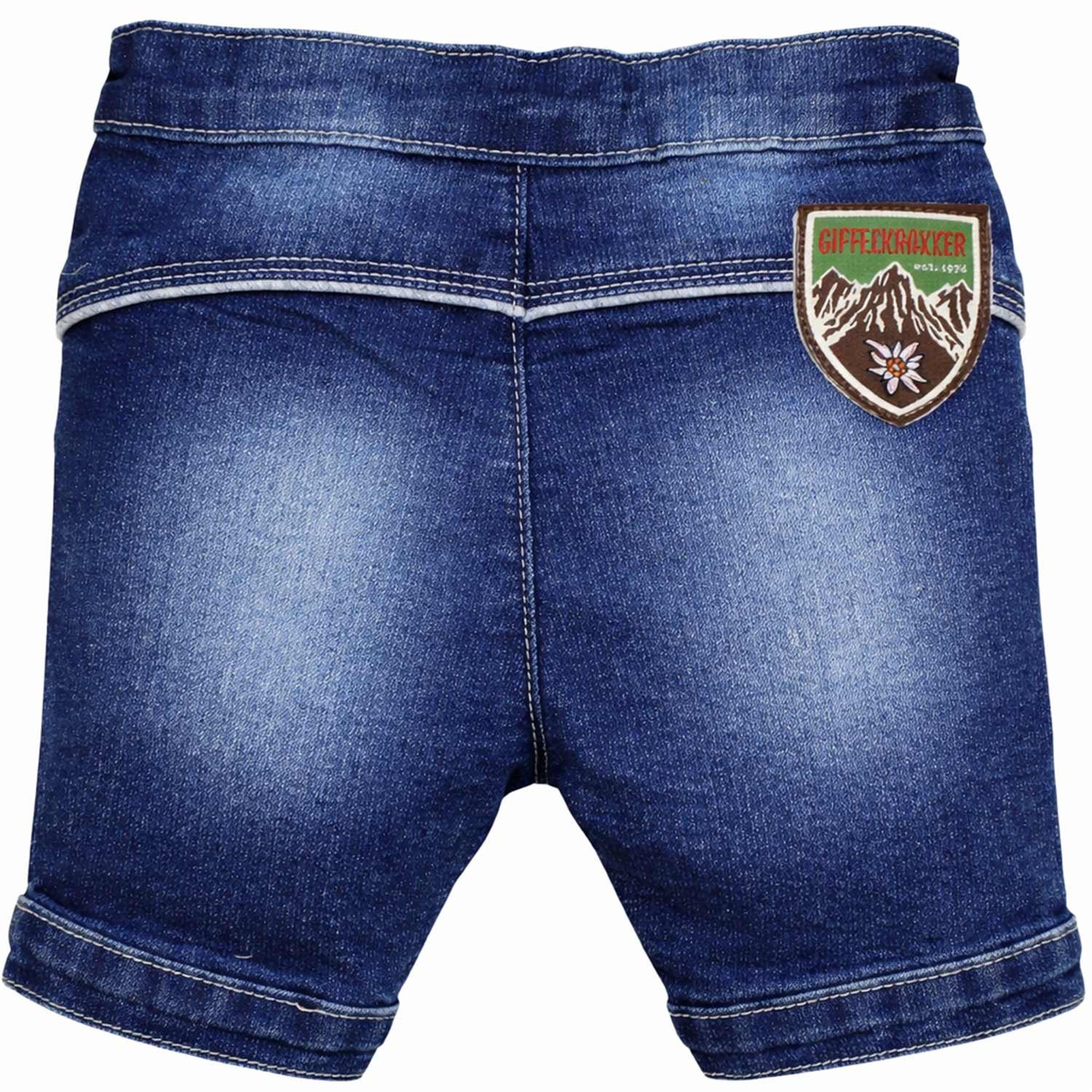 BONDI Trachtenlederhose Jungen Trachten Jeans Bermuda 'Gipfelkraxler' 9172