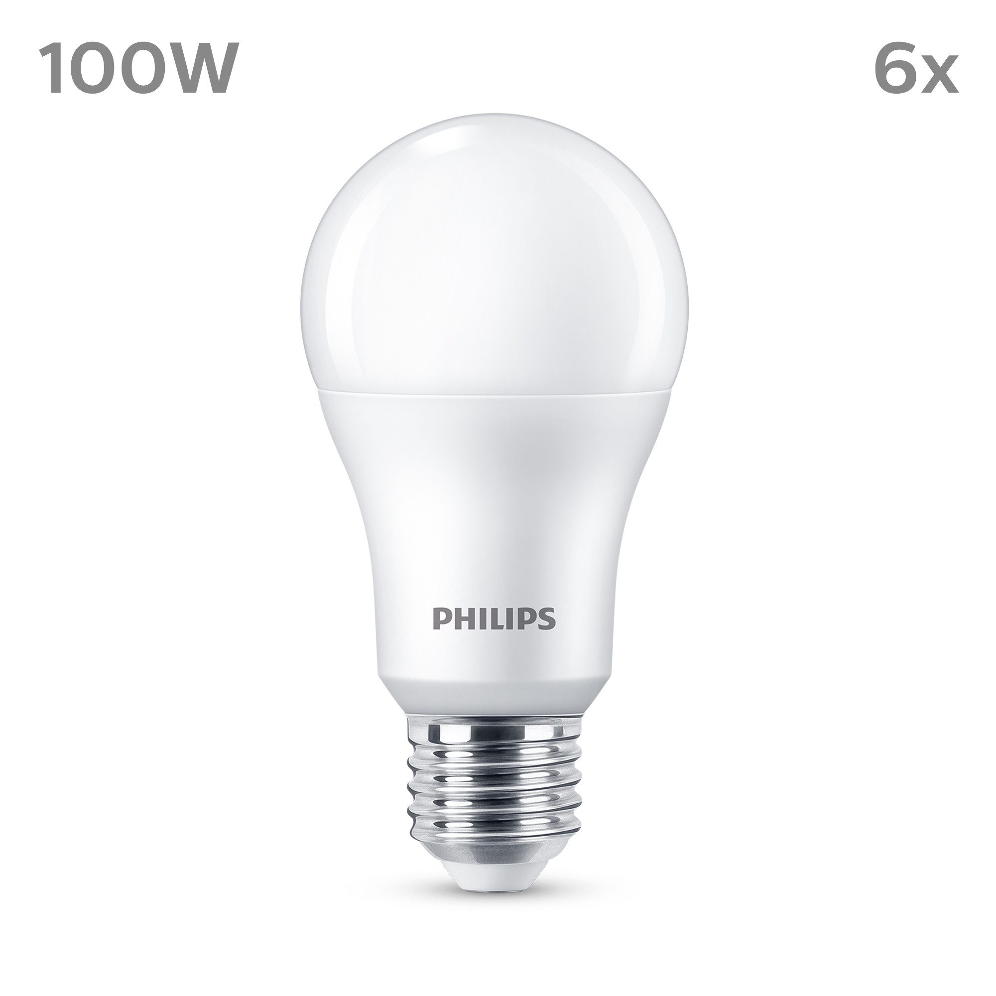 Philips LED-Leuchtmittel 100W Non-Dim, E27, 6 St., Warmweiß