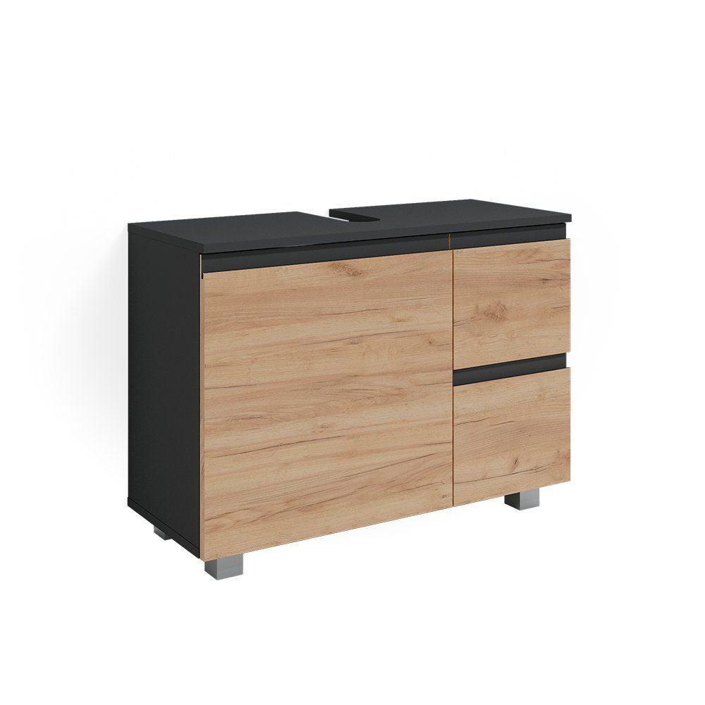 Vicco Waschbeckenunterschrank J-Shape, Anthrazit/Eiche, 80 x günstig online kaufen