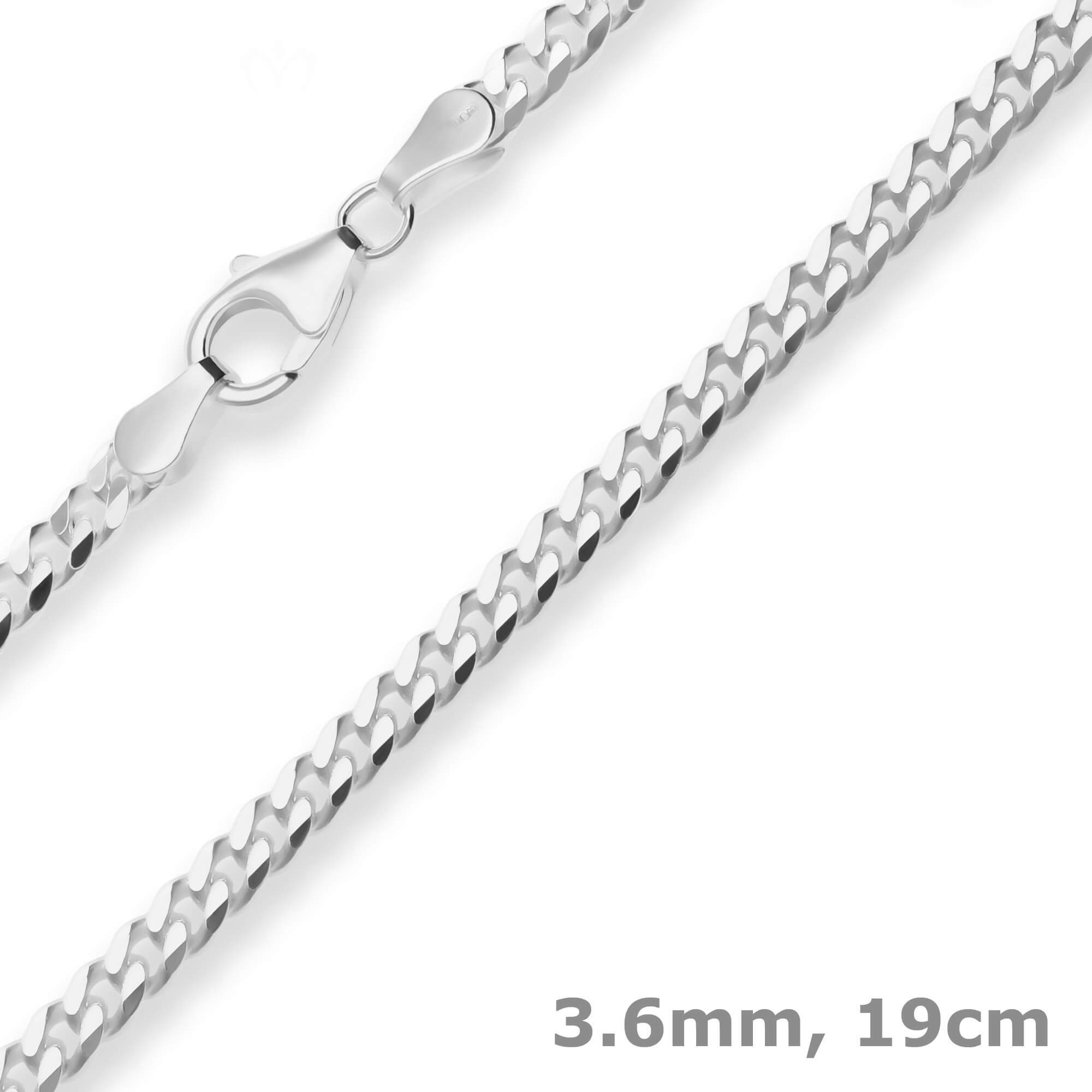 Schmuck Krone Panzerarmband 3,6mm Armband Panzerkette aus 925 Silber 19cm, Silber 925