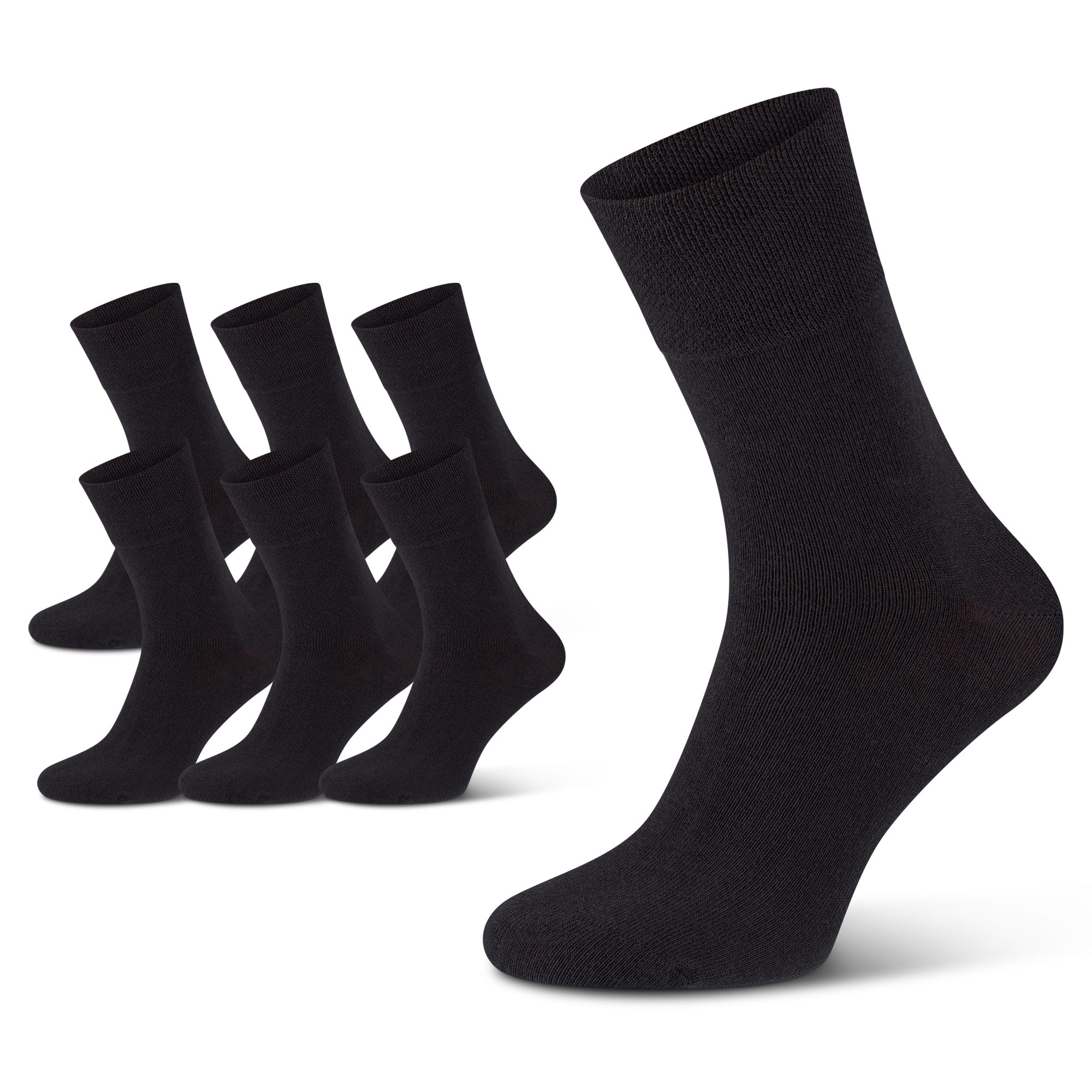 footart Diabetikersocken 3 Paar Baumwolle schwarz Softrand ohne Gummi Unisex venenfreundlich, flache Zehennaht