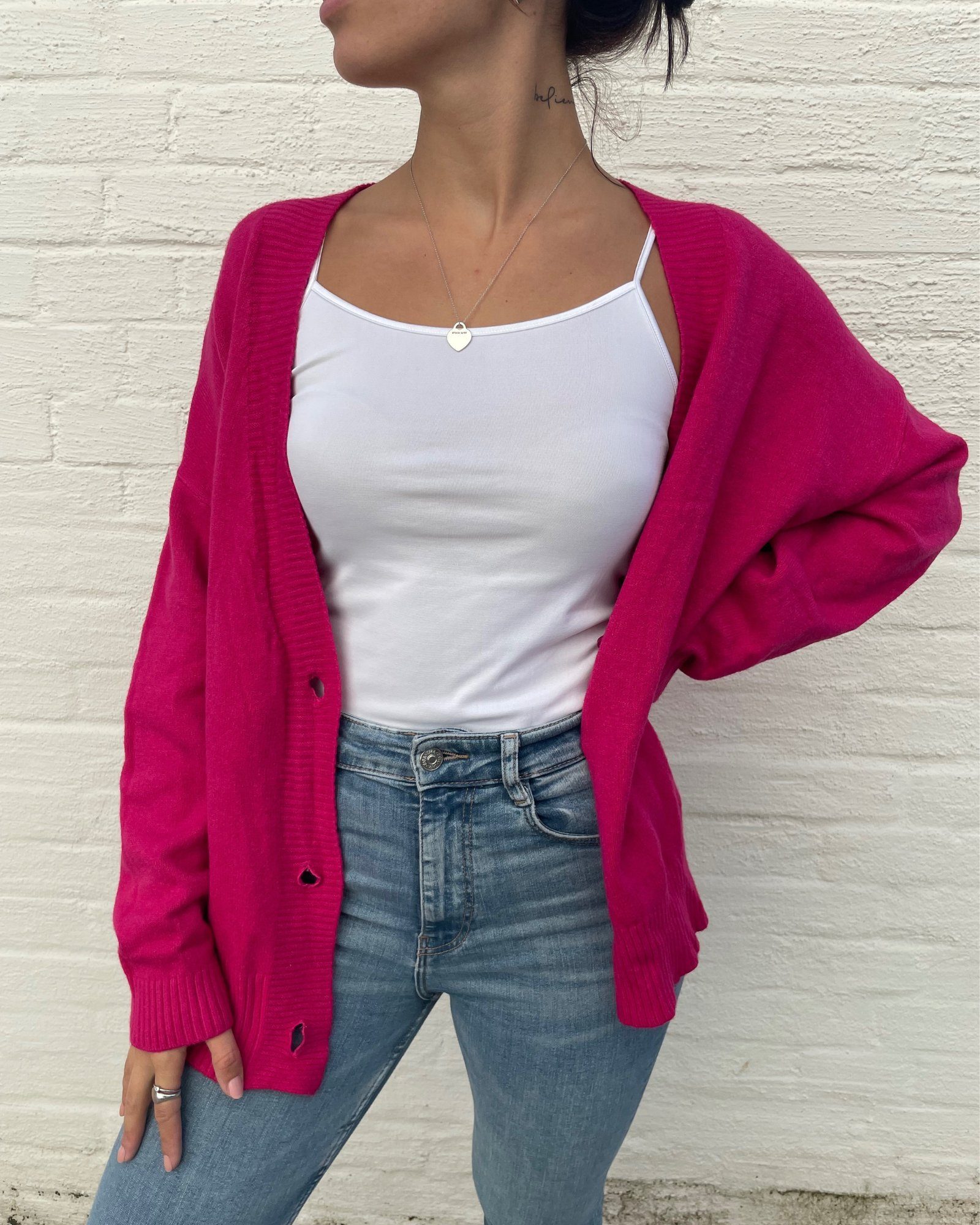 ITALY VIBES Strickjacke - ONE SIZE passt hier Gr. XS - L pink
