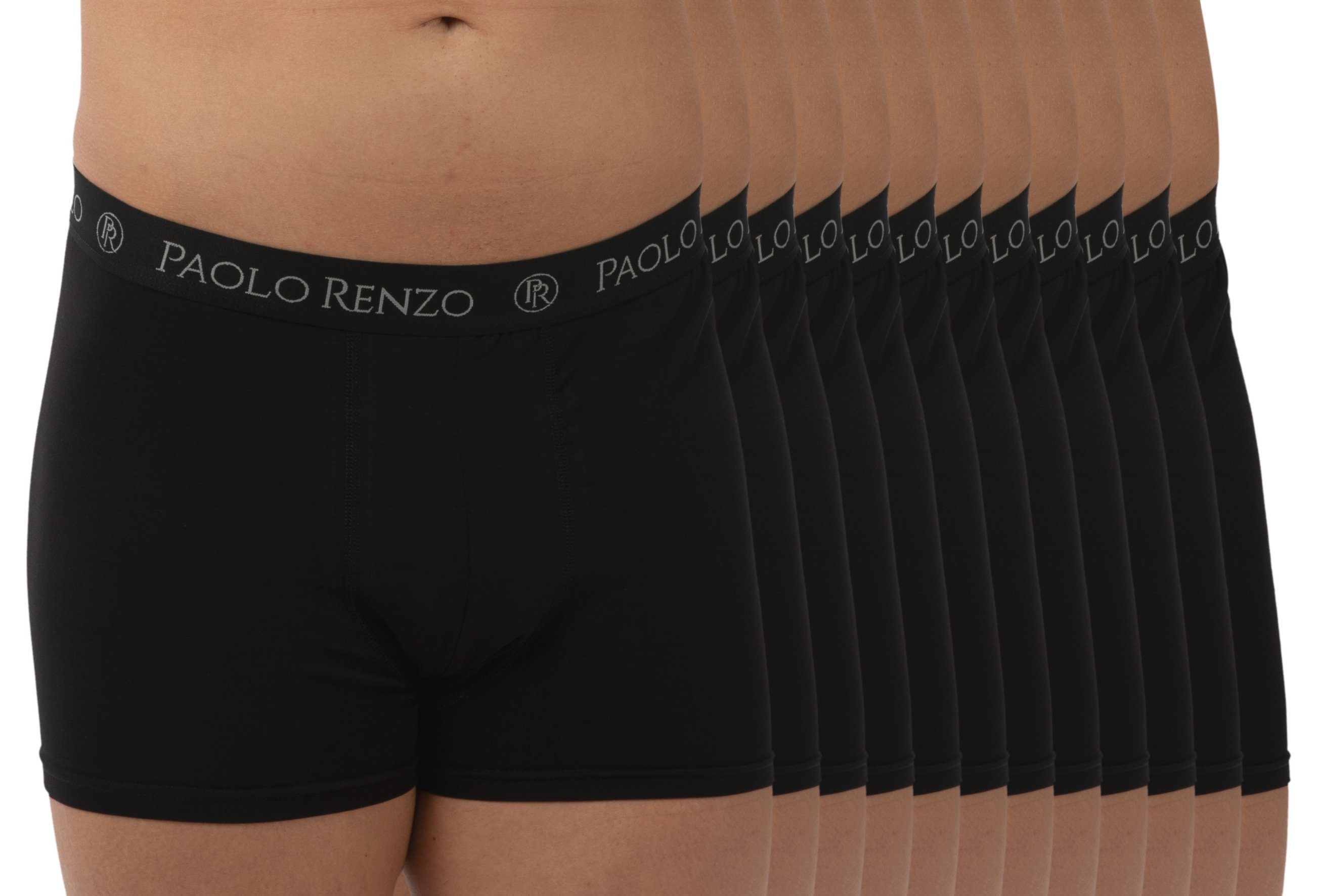 Paolo Renzo Boxershorts (12-St) Atmungsaktive Fitted Herren Boxer Shorts / Hipster Shorts aus hochwertiger Baumwolle in verschiedenen Farben und Größen