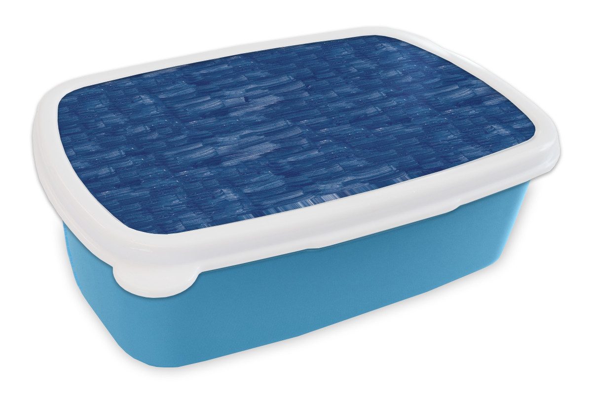 MuchoWow Lunchbox Farbe - Streifen - Blau, Kunststoff, (2-tlg), Brotdose, Lunchbox, Brotbox für Kinder und Erwachsene