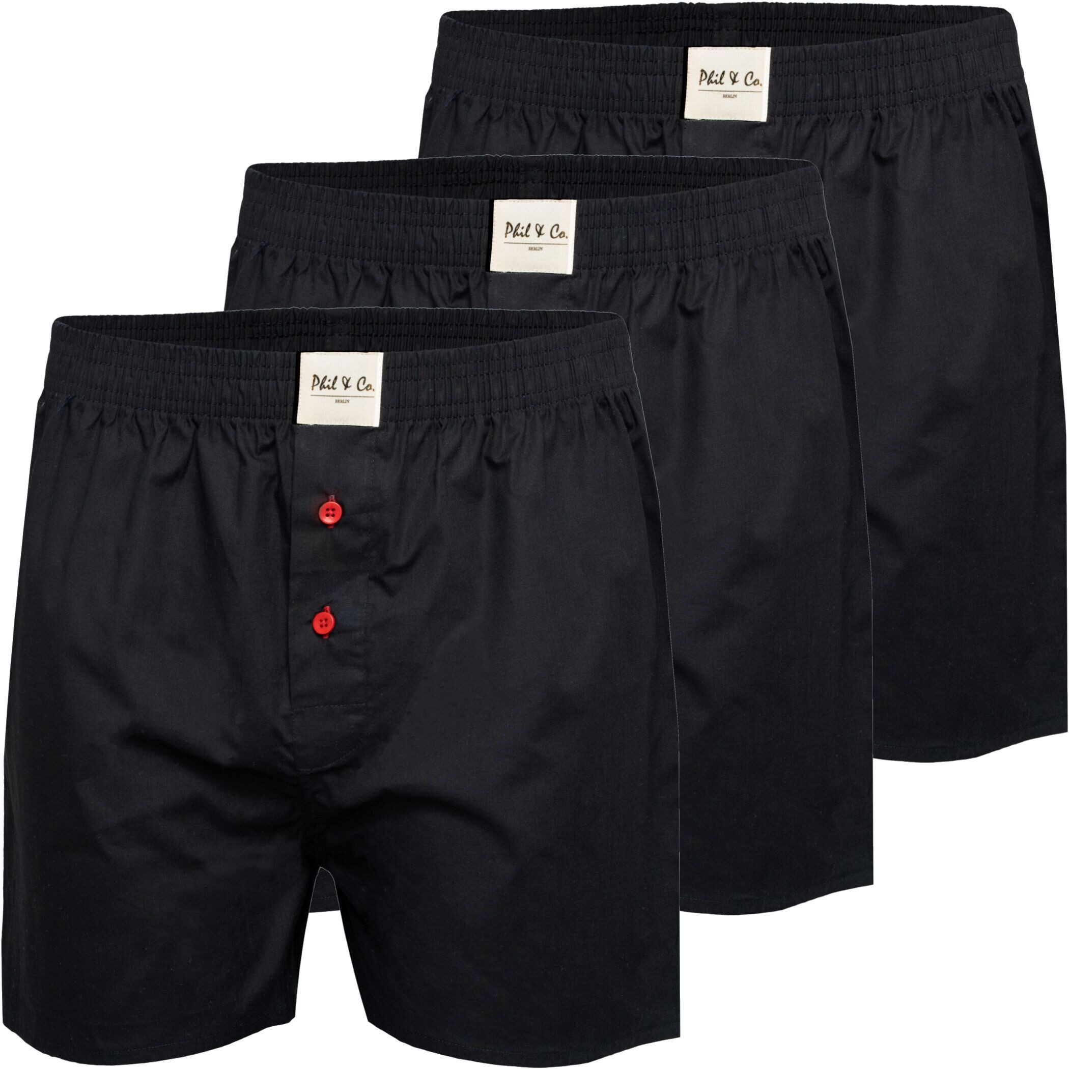 Phil & Co. Boxershorts Phil & Co Herren Boxershorts 3 6 9er Pack 100% Baumwolle Navy Schwarz (1-St)