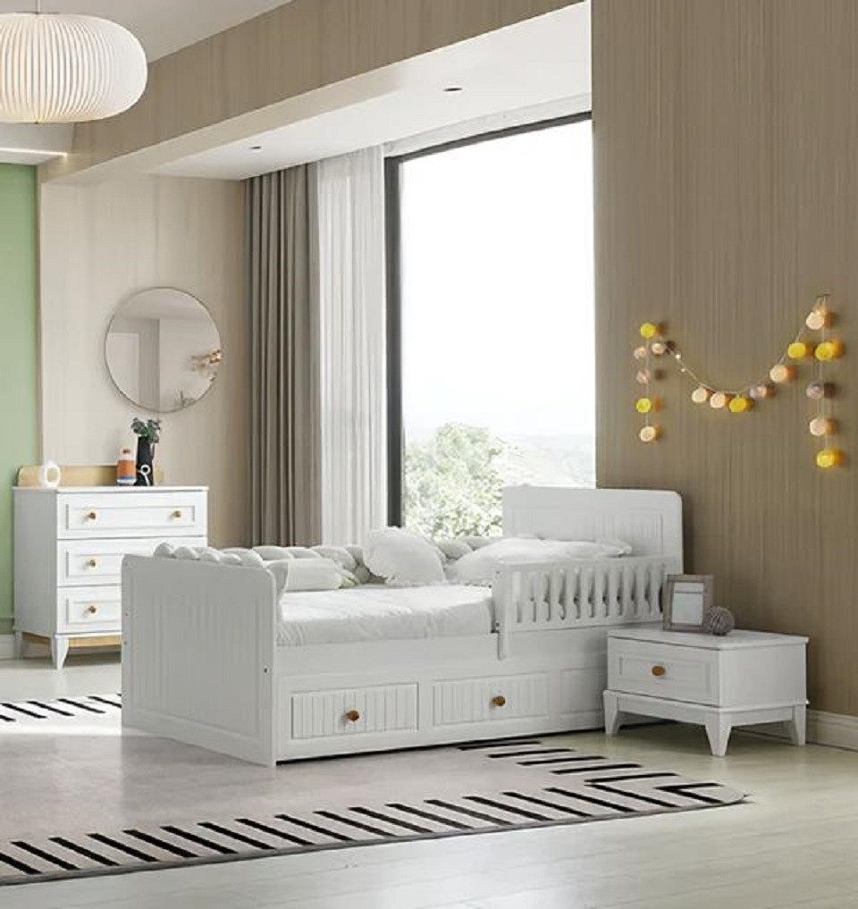 Babymöbel-Set Bett mit Nachttisch und Kommode in modernem Design und viel Stauraum