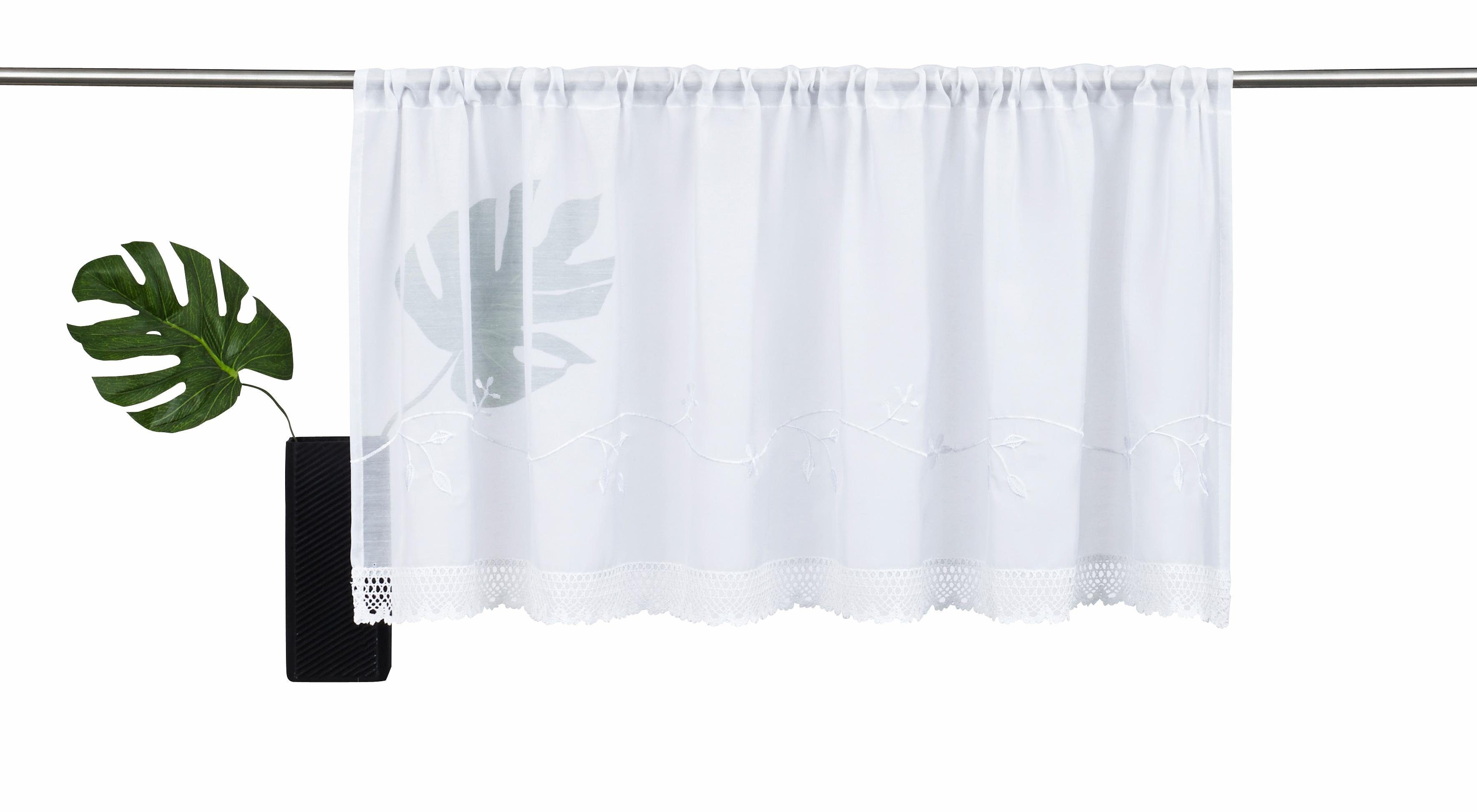 OTTO home Scheibengardine Idaho (1 St), Stangendurchzug, transparent, Voile, Fertiggardine, Mit Spitze, transparent
