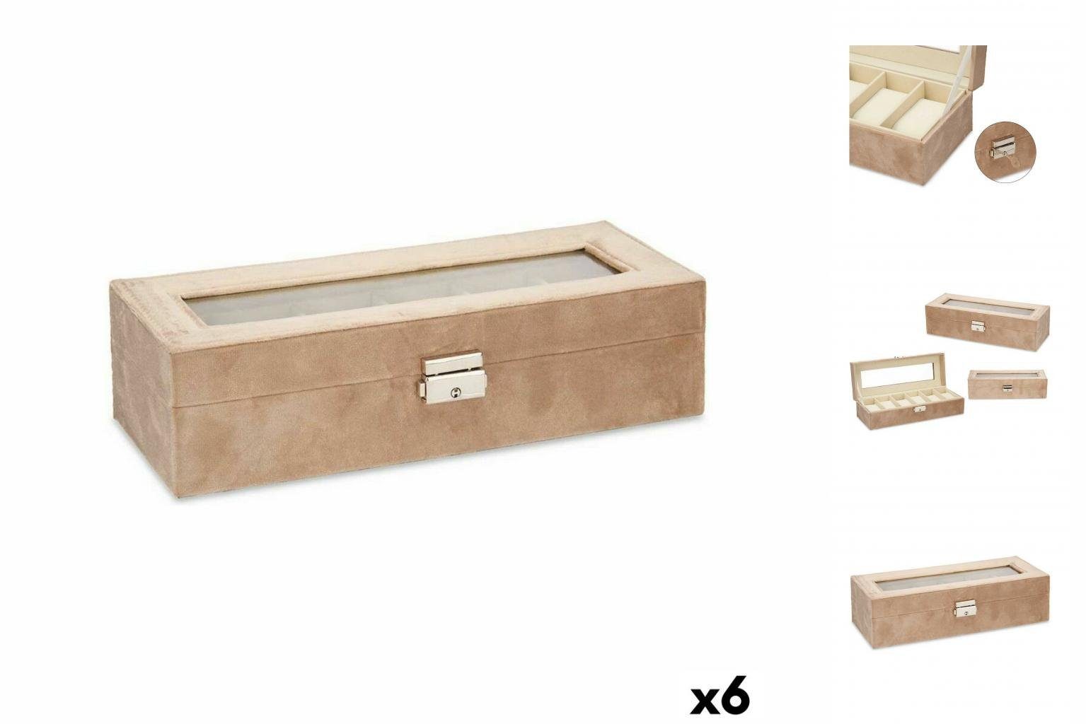 Gift Decor Dekoobjekt Uhrenbox Metall Braun Samt 30,5 x 8,5 x 11,5 cm 6 Stück