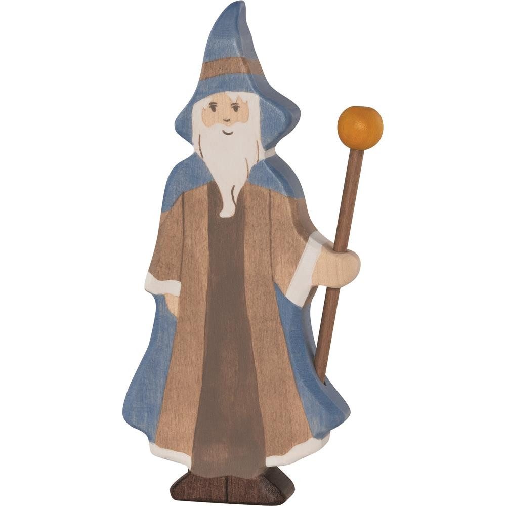 Holztiger Spielfigur Zauberer, blau, Holzfigur, Spielfigur