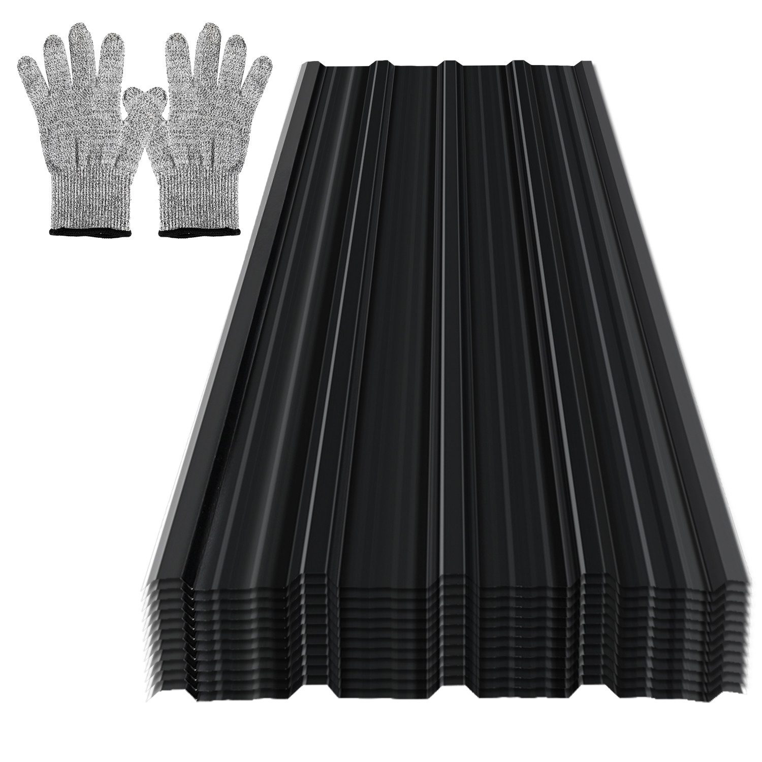 Clanmacy Trapezblech Deckenplatten 12st 129x46cm 7 Wellplatte Dachpaneele Profilblech, 129x46x0.25 mm (Set 12-St) UV-Schutz, Wasserfest, Wetterfest, Rostresistent, Korrosionsbeständig
