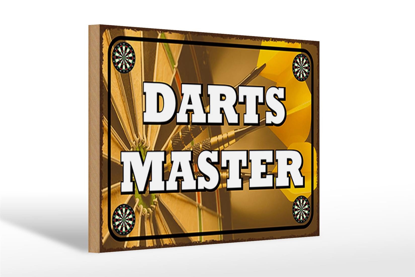 Holzbild Spruch 30x20cm Darts Master Wanddeko