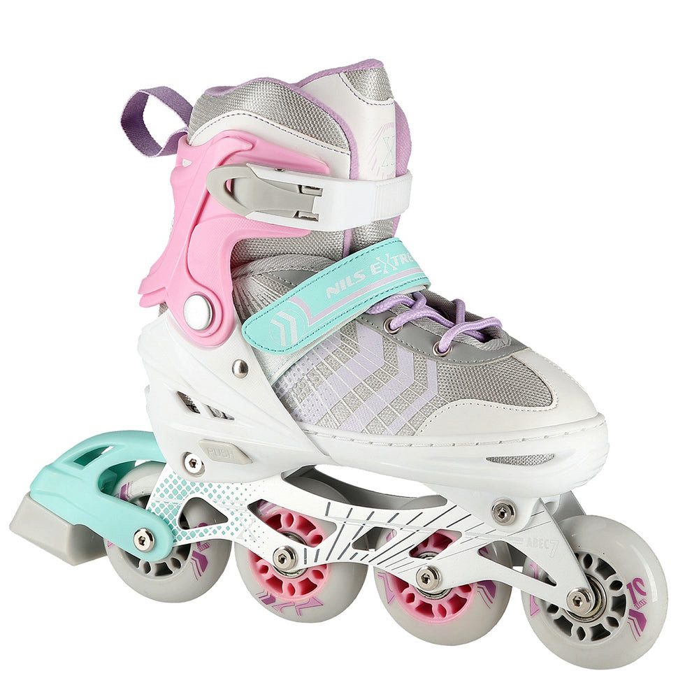 NILS EXTREME Inlineskates Kinderinliner Rollschuhe Schlittschuhe, (Spar-Set, 2-St., 29-33), 4in1, größenverstellbar, ABEC 7, Alu-Schiene