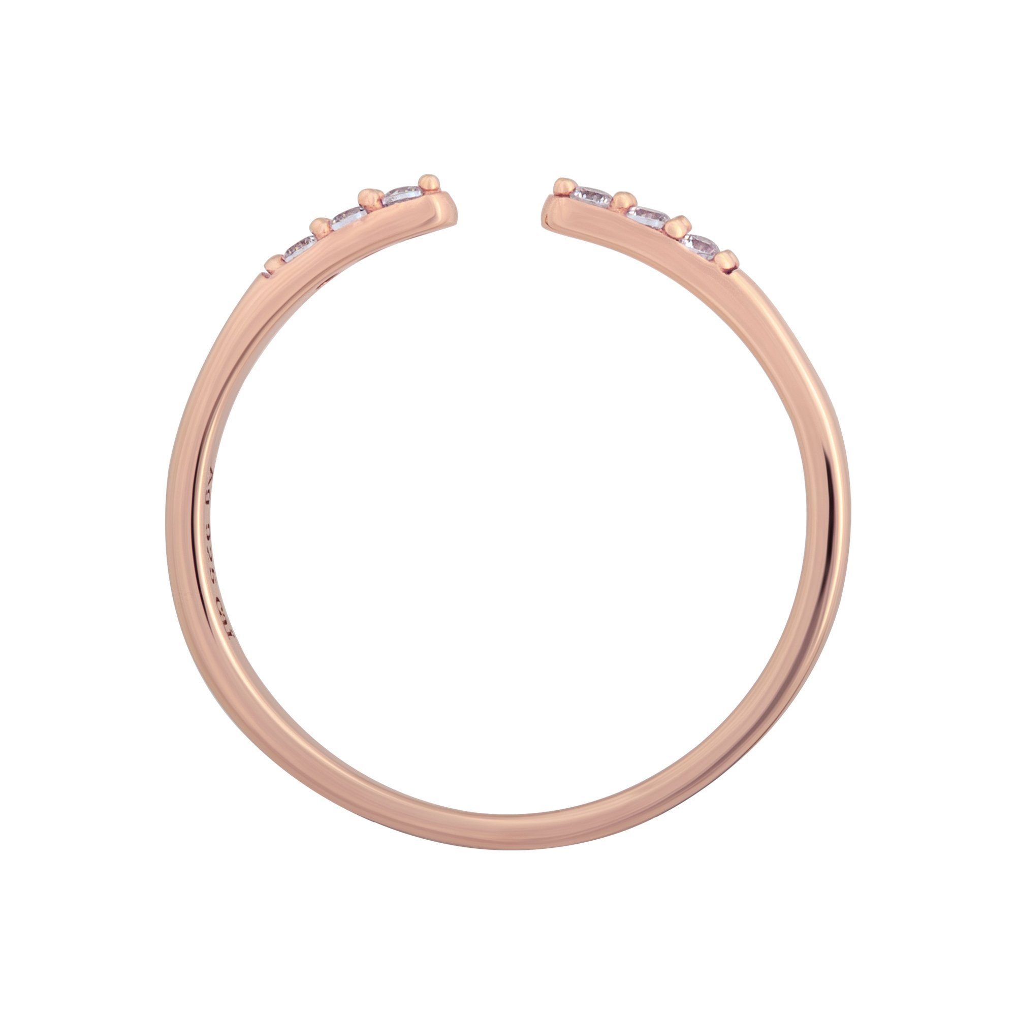 CAÏ Fingerring 925/- Sterling Silber rosévergoldet offen Zirkonia Stacking