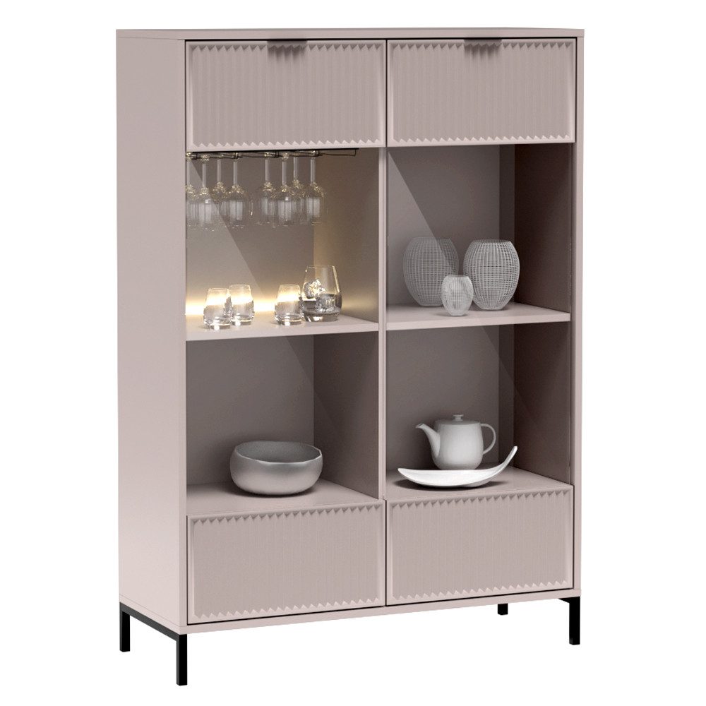 Lomadox Highboard LAURO-161, Vitrinenschrank Wohnzimmer Kaschmir günstig online kaufen