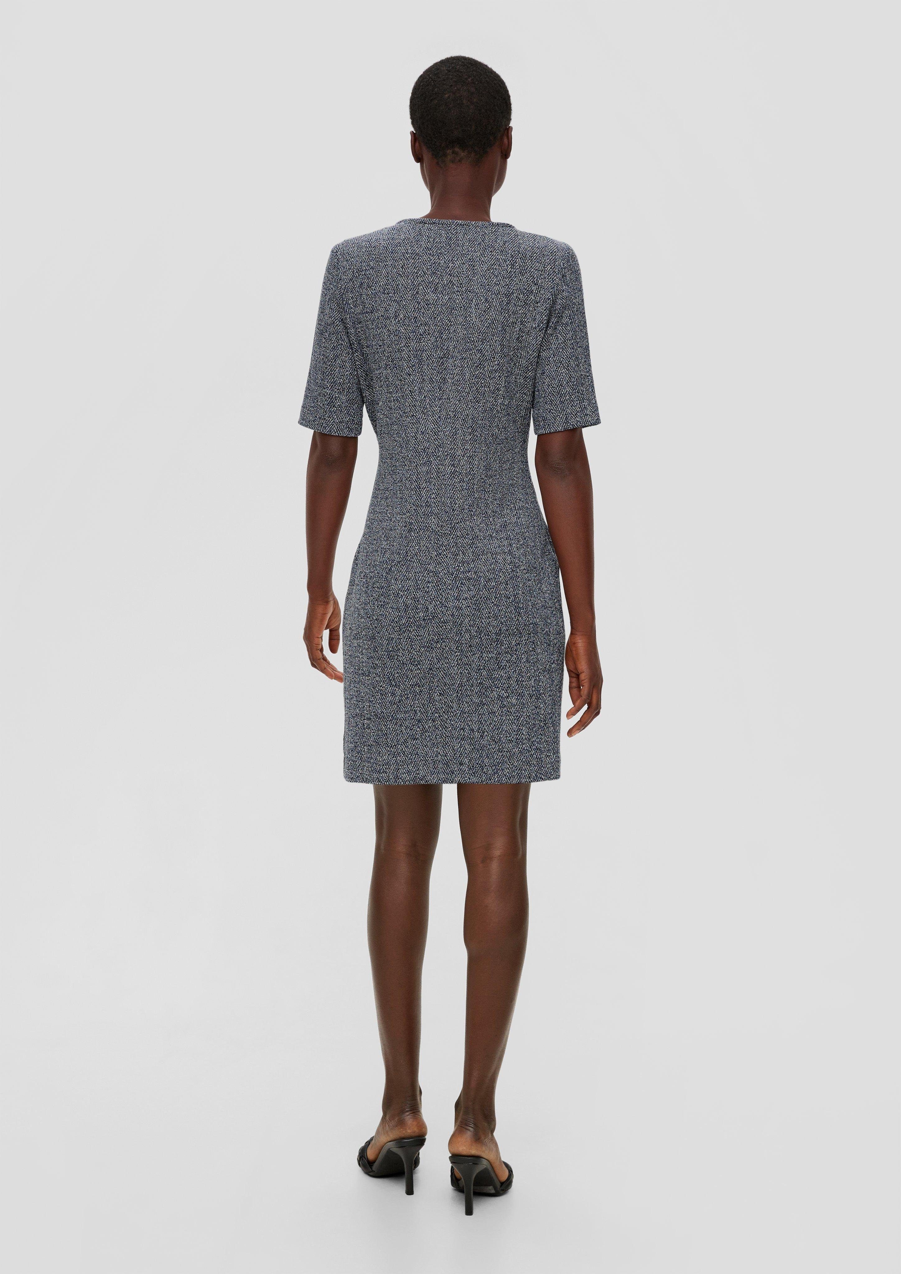 s.Oliver BLACK LABEL Minikleid Interlockjersey-Kleid mit V-Ausschnitt