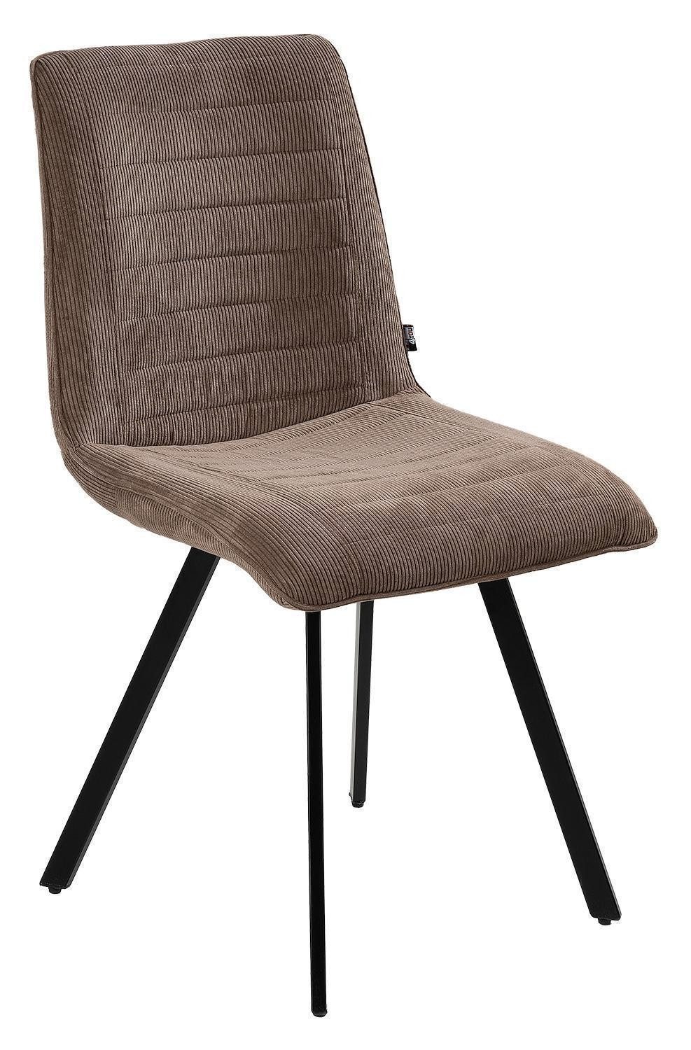 Home4You Polsterstuhl, Braun, Schwarz, Cord, Metallgestell, günstig online kaufen