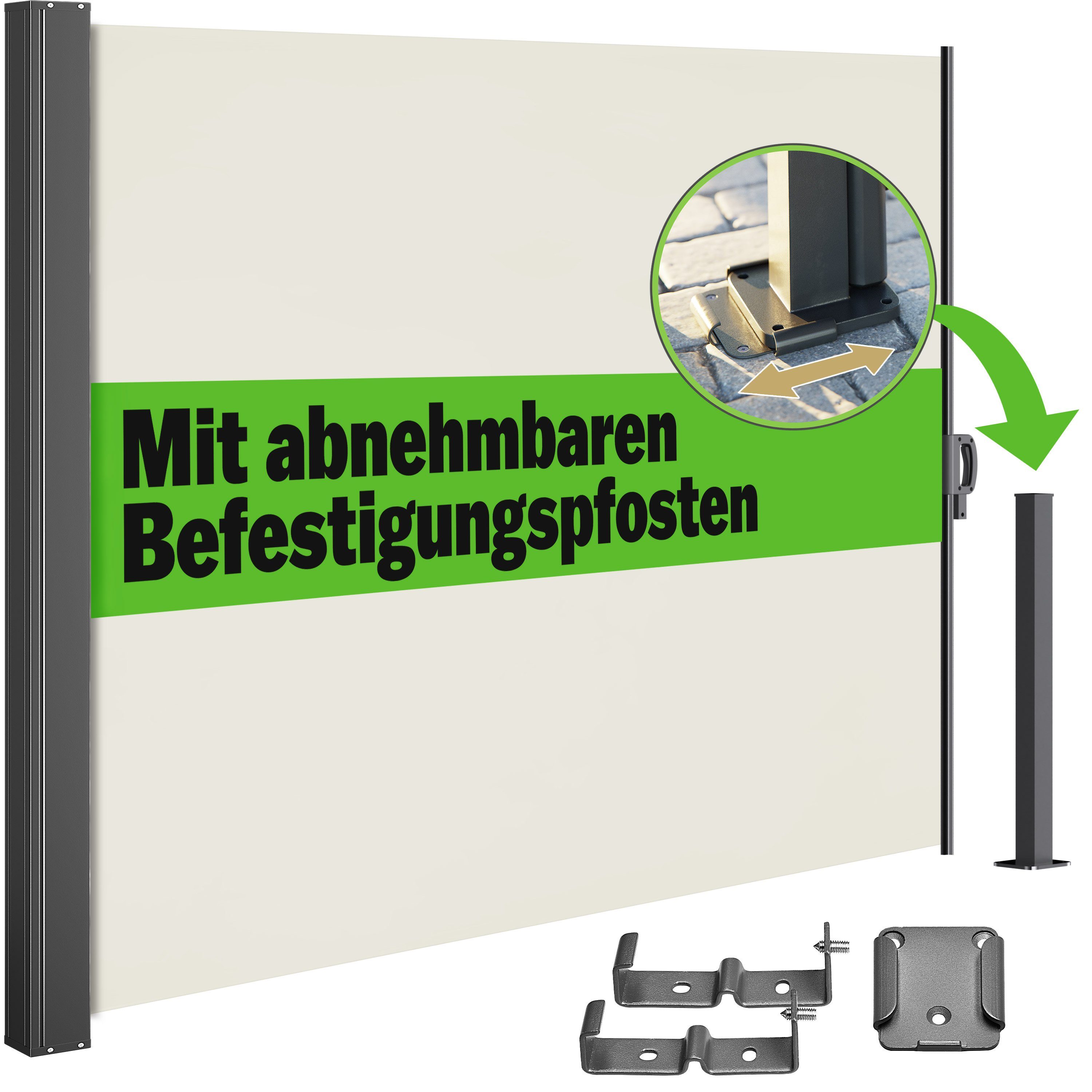 Casaria Экран конфиденциальности балкона Seitenmarkise 160x300 cm Ausziehbar Blickdicht Wasserabweisend