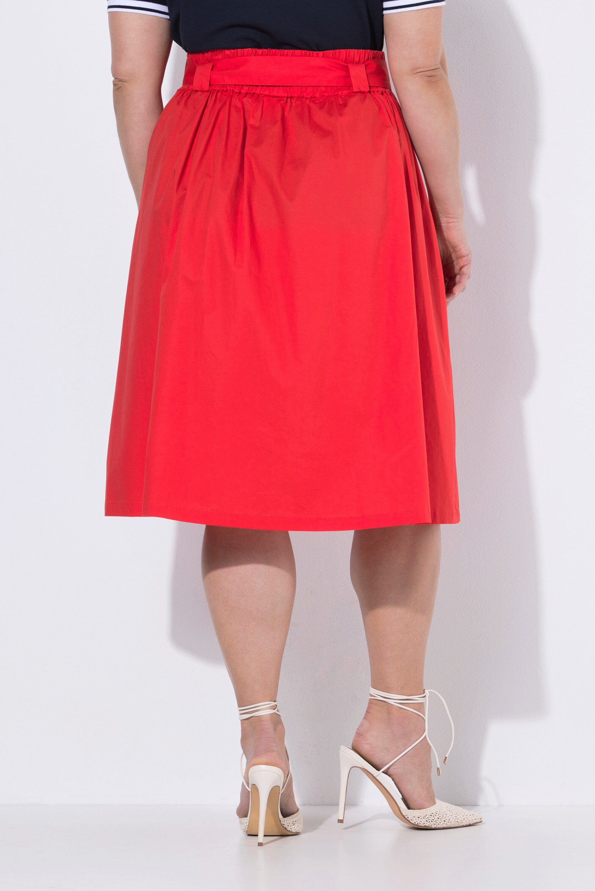 Ulla Popken Jerseyrock Faltenrock A-Linie Komfortbund Bindeband